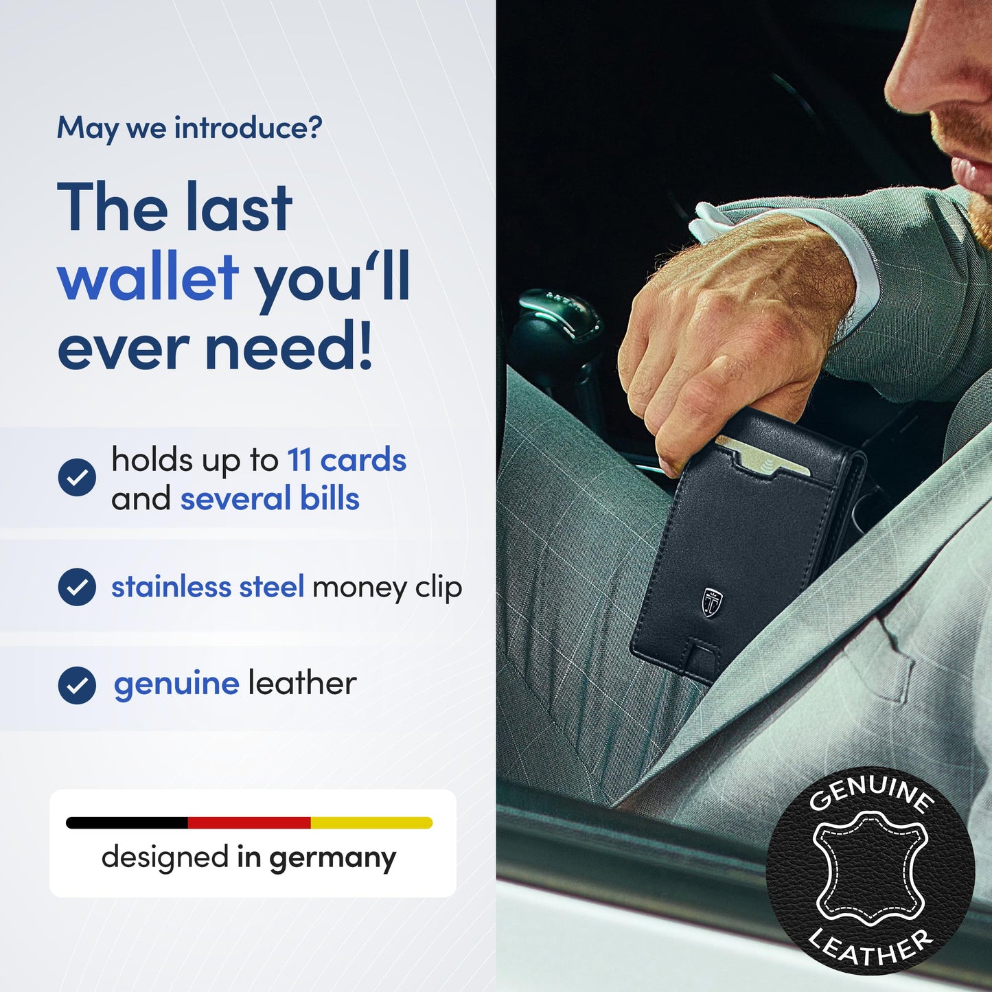 TRAVANDO Mens Slim Wallet with Money Clip AUSTIN RFID Blocking Bifold Credit Card Holder for Men with Gift Box