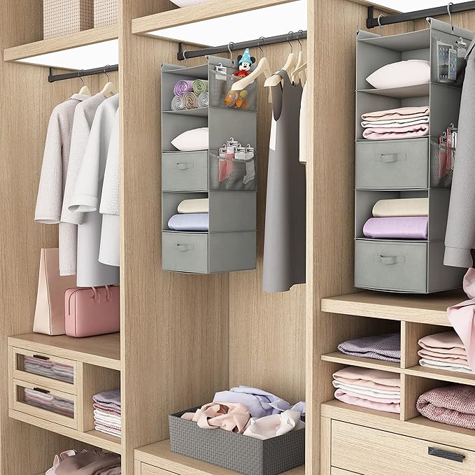 MAX Houser 5 Tier Shelf Hanging Closet Organizer, Cloth Hanging Shelf