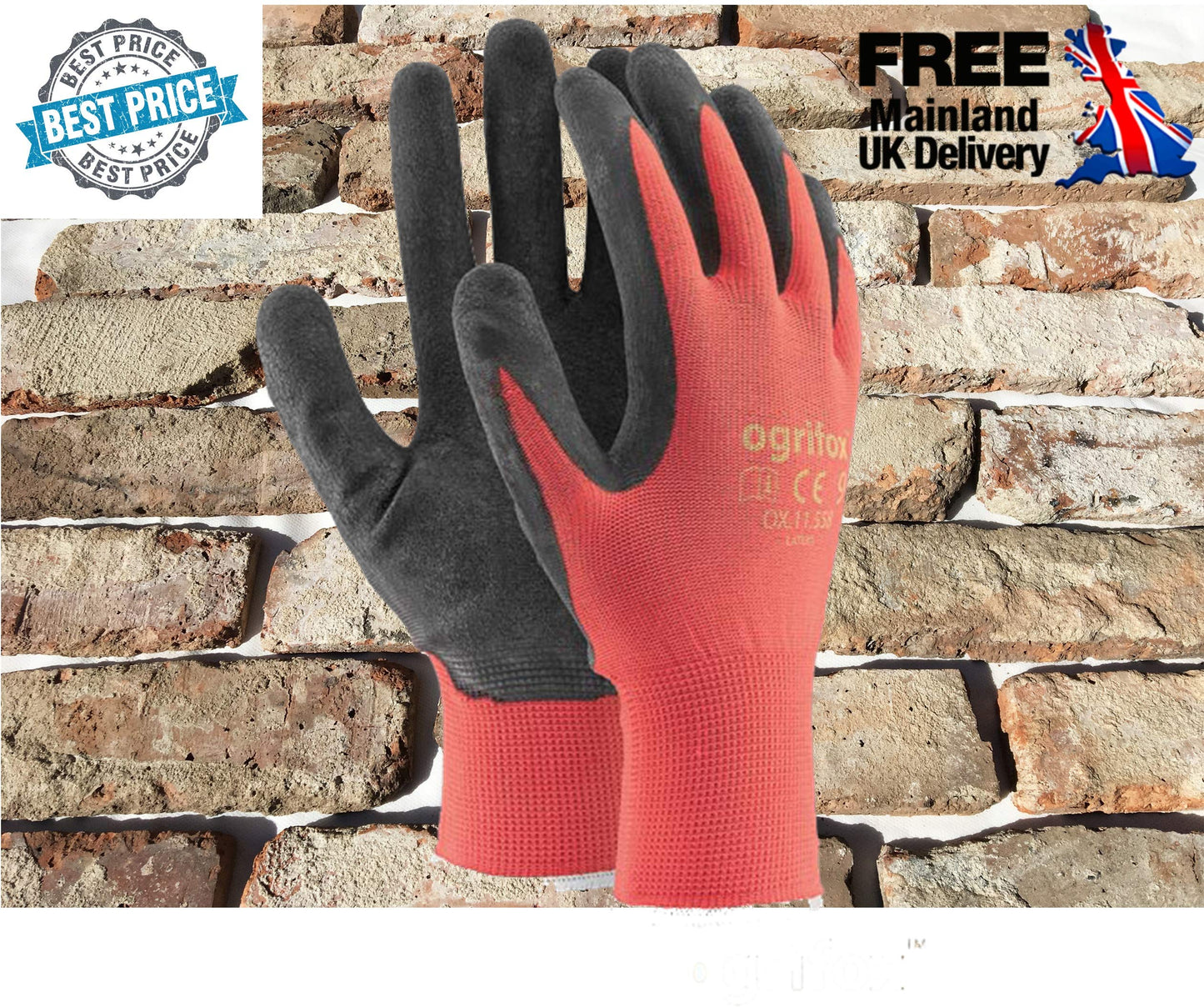 24 PAIRS NEW LATEX COATED WORK GLOVES SAFETY DURABLE GARDEN GRIP BUILDERS (XL-10)
