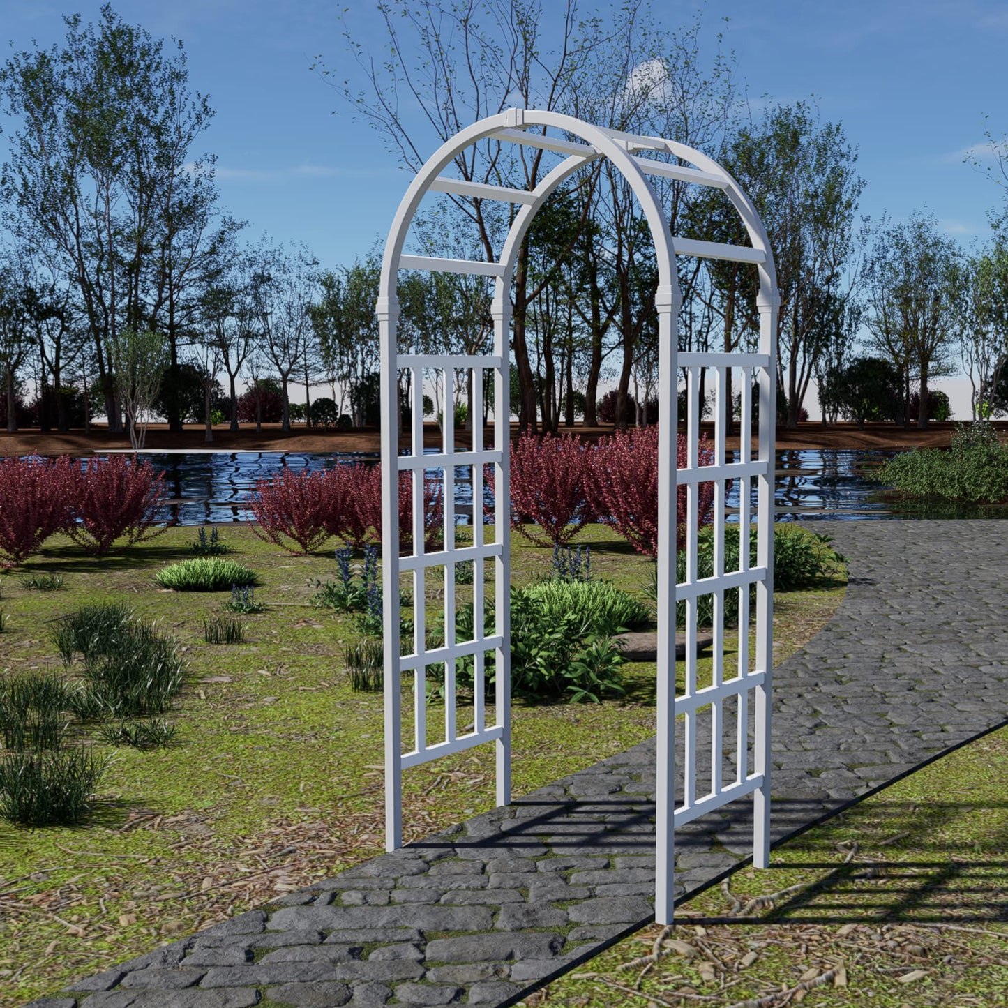 FENCETECH 41" W x 86" H Vinyl Arbor, Vinyl Arch, Garden Arch Arbor for Outdoor, Yard, Garden, Climbing Plants - White
