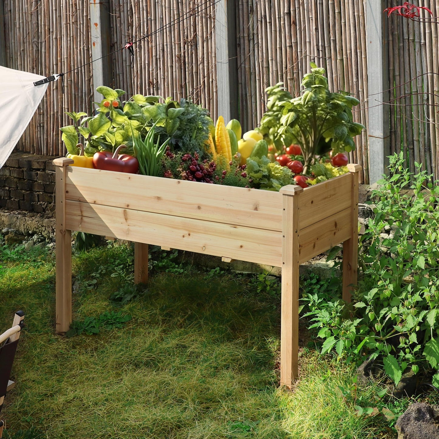 BlueWish 48"W x 24"D x 30"H Raised Garden Bed, Cedar Garden Bed with Detachable Black Liner, Drainage Holes, Raised Garden Beds Outdoor 330 lbs Capacity, Raised Beds for Gardening, Vegetable, Flower