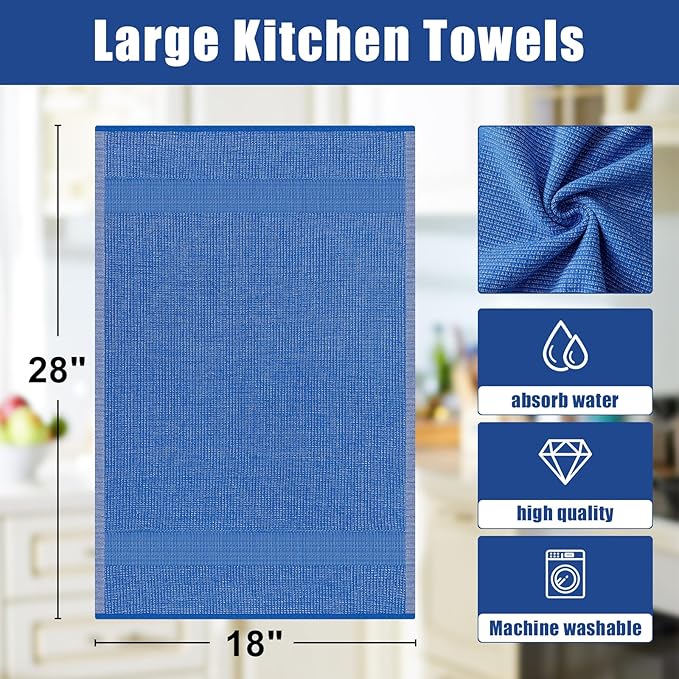 Homaxy Premium Kitchen Towels, Large Cotton Kitchen Hand Towels, Flat and Terry