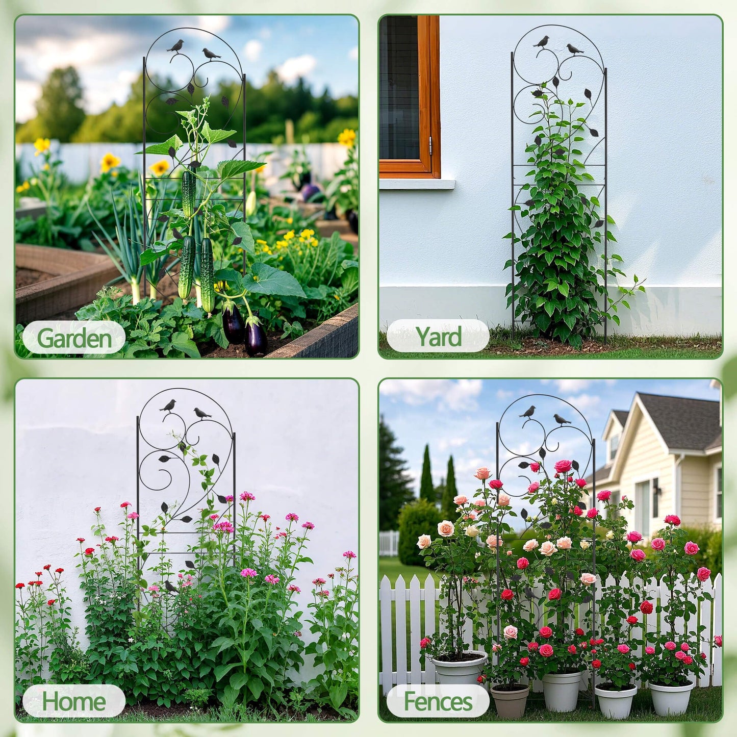 Garden Trellis for Climbing Plants, 71" H x 20" W, 2 Pack Heavy-Duty Metal Garden Trellis, Black Coated Rustproof Trellis for Plants Outdoor, Roses, Ivy, Flowers, and Vines