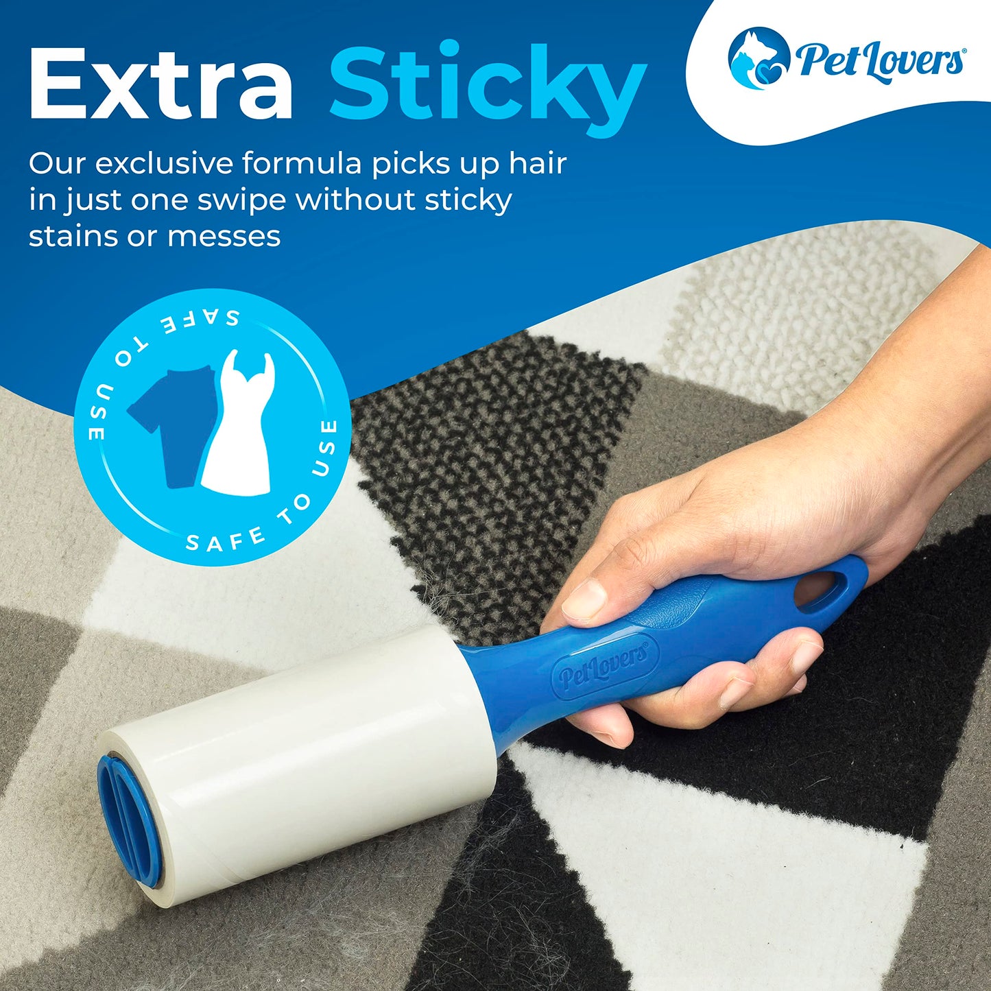 PetLovers Extra Sticky Lint Roller Mega Value Set 600 Sheets for Pet Hair Removal, Dog and Cat Lint Remover 6 Pack