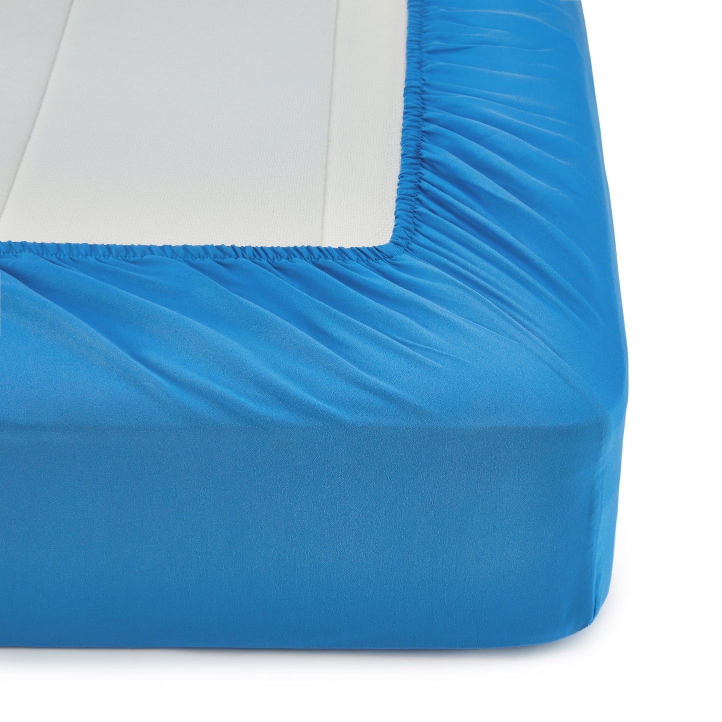 Amazon Basics 7-Piece Soft, Easy-Wash Microfiber Kid's Bed-in-a-Bag Bedding Set with Sheet and Comforter, Full/Queen, Blue, Soft Solid