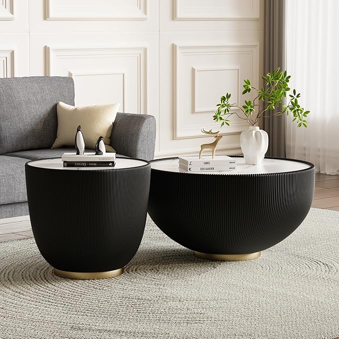 27.55" Round Marble Coffee Table