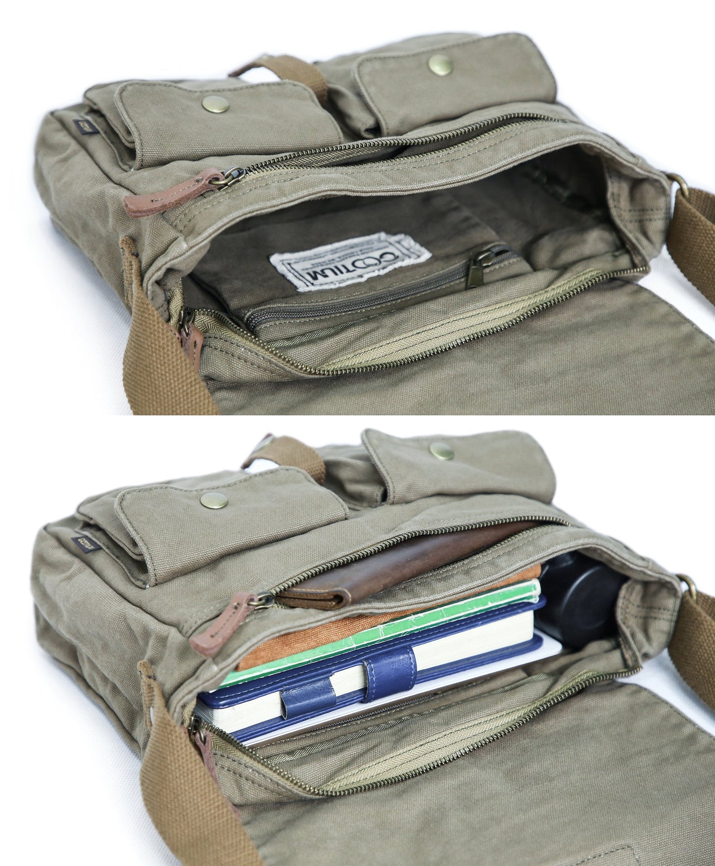 Gootium Canvas Messenger Bag - Vintage Crossbody Shoulder Bag Military Satchel