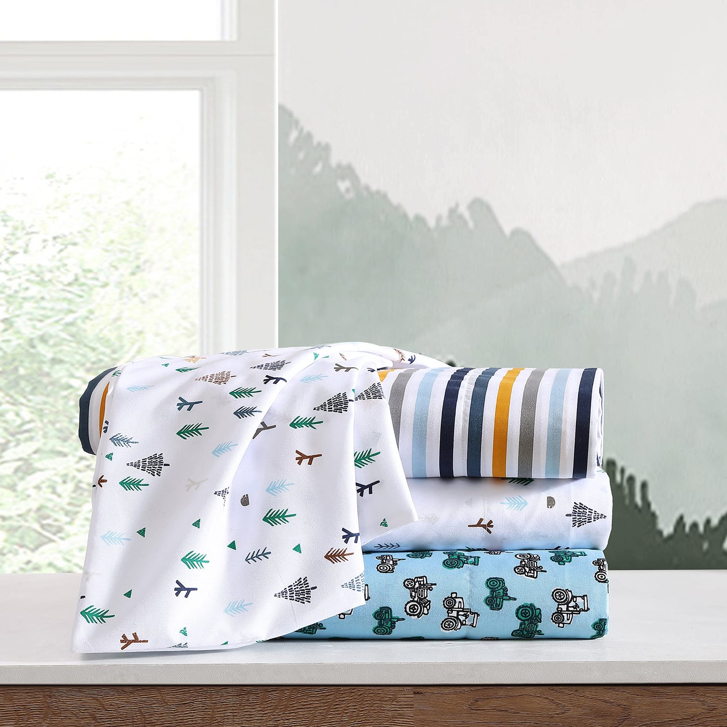 Eddie Bauer Kids - Full Sheet Set, Ultra-Soft Microfiber Bedding with Fully Elastic Fitted Sheet, Kids Bed Set with Pillowcases, Easy Care Bedding (Little Rider)