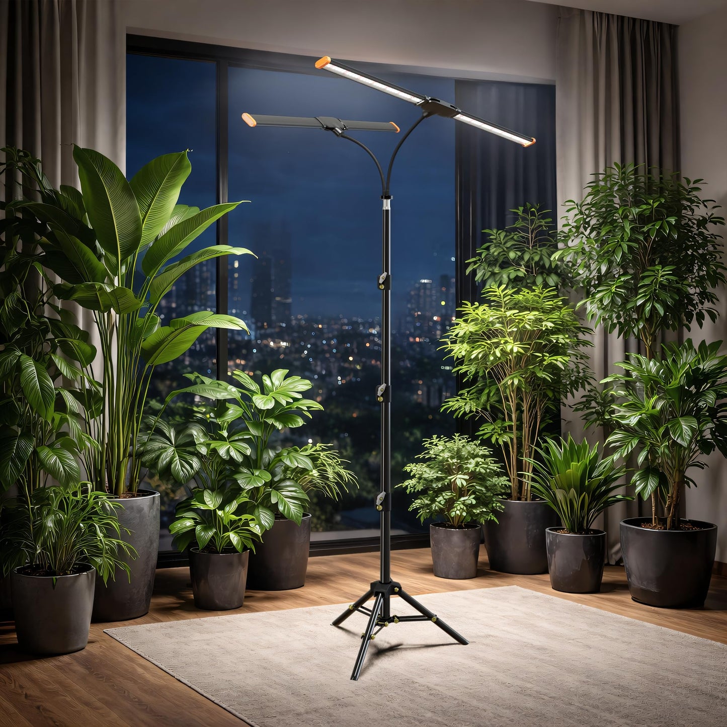 Quehoomii 61'' Grow Light Floor Lamp,6000K White Full Spectrum Growing Light for Indoor Tall Large Plants,Half or Full Brightness Dimmable & Auto Timer,Adjustable Height 17-61",