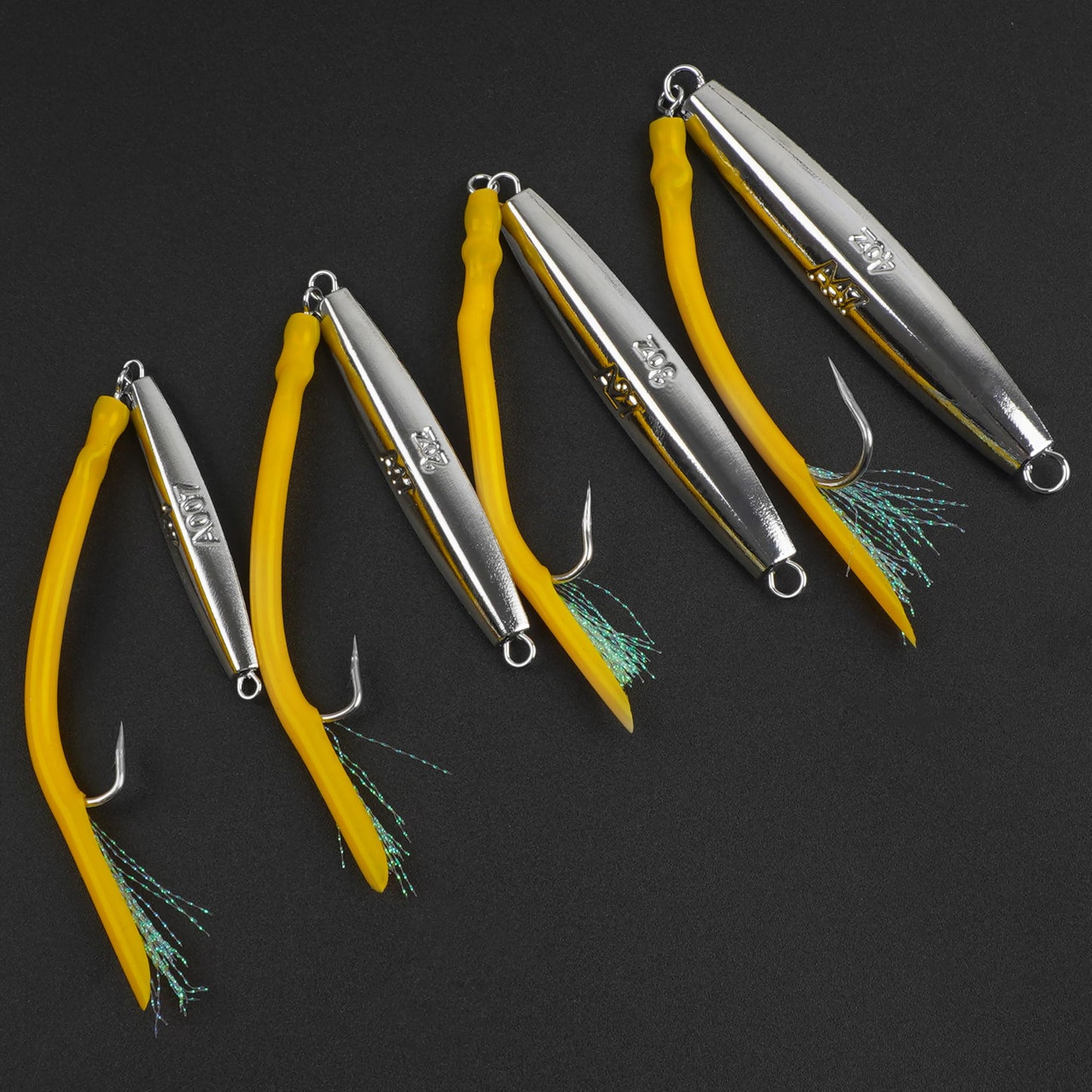 Diamond Jig Saltwater Fishing Lures Casting Jigging Spoon with Tube Tail Stainless Steel Hooks Trolling Lures Striped Bass Metal Jig for Deep Sea Surf Fishing Bottom Dragging Sinking