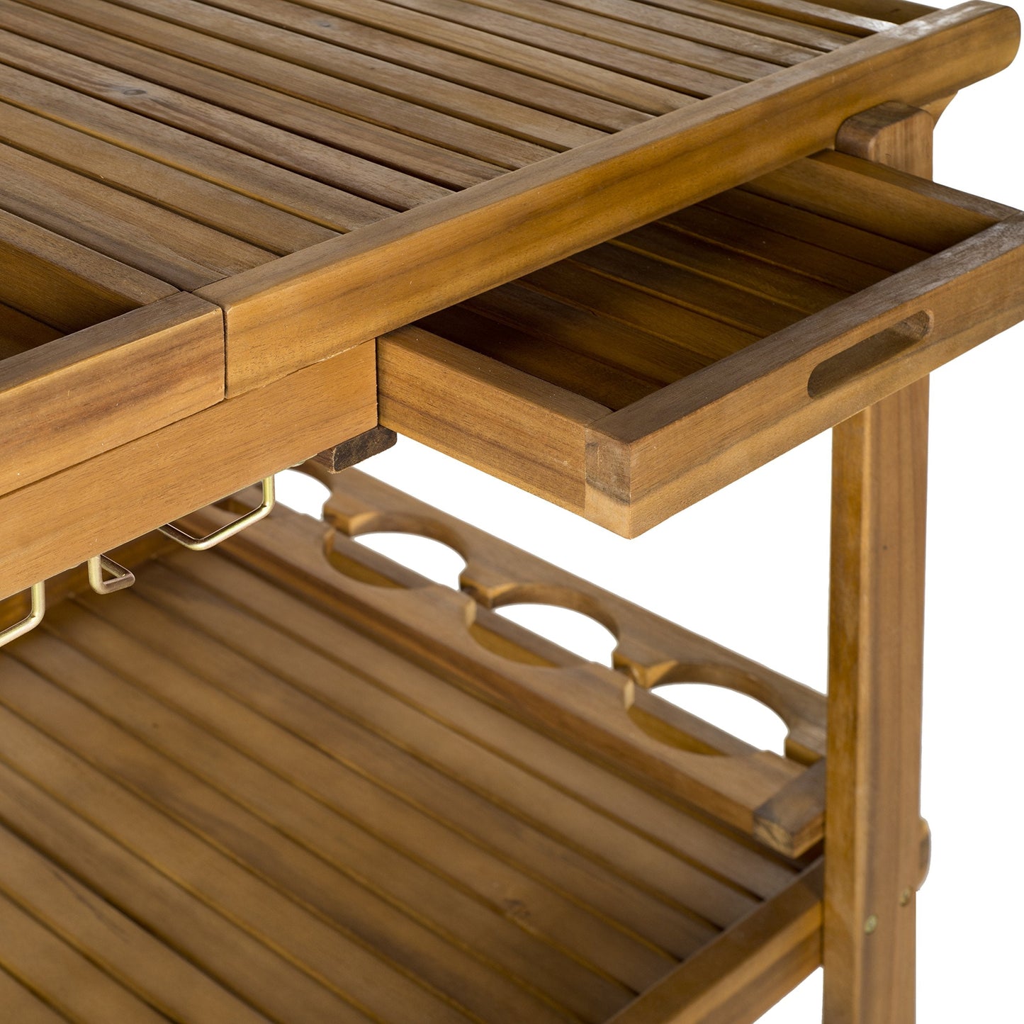 Safavieh -Outdoor Collection Orland Natural Wood Tea Trolley Cart