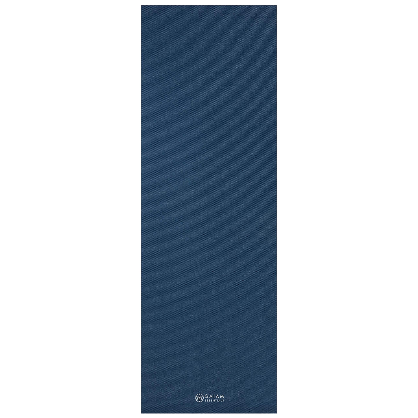 Gaiam Essentials 1/4" Thin (6mm) Yoga & Pilates, Fitness & Exercise Mat with Easy-Cinch Carrier Strap Cusion Support For Fitness and Gym Workouts