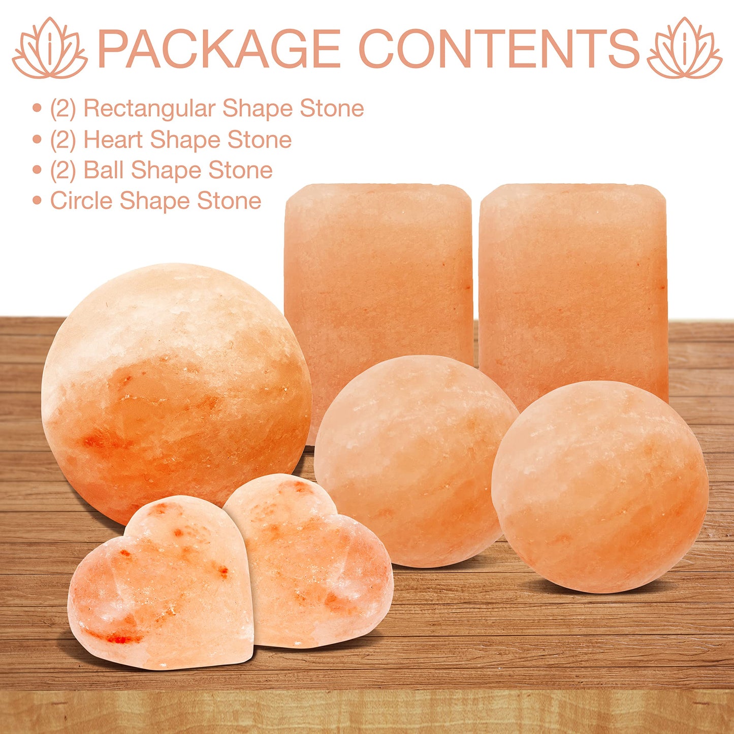 SereneLife Himalayan Rock Salt Massage Stones, 7 Piece Set of Pink Crystals for Spa Healing and Therapy Hand Carved Usable as Detox Heated or Frozen Natural Crystal Deodorant Bar Massaging Scrub Balls