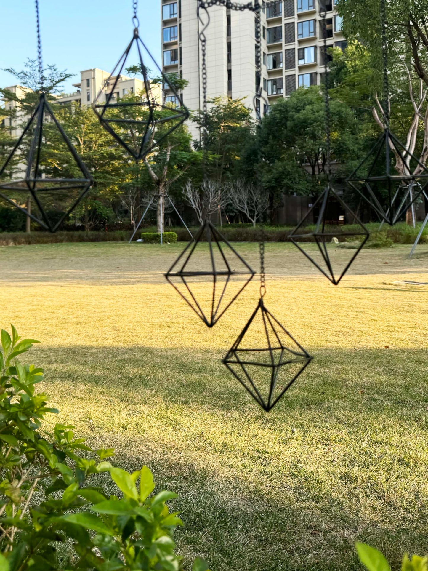 PUDAPU 6 Pack Hanging Metal Air Plant Holders with Chain, Black Geometric Tillandsia Air Plant Hanger Cages, 2 Styles Mini Iron Air Plants Live Holders for Home Office Garden Decor