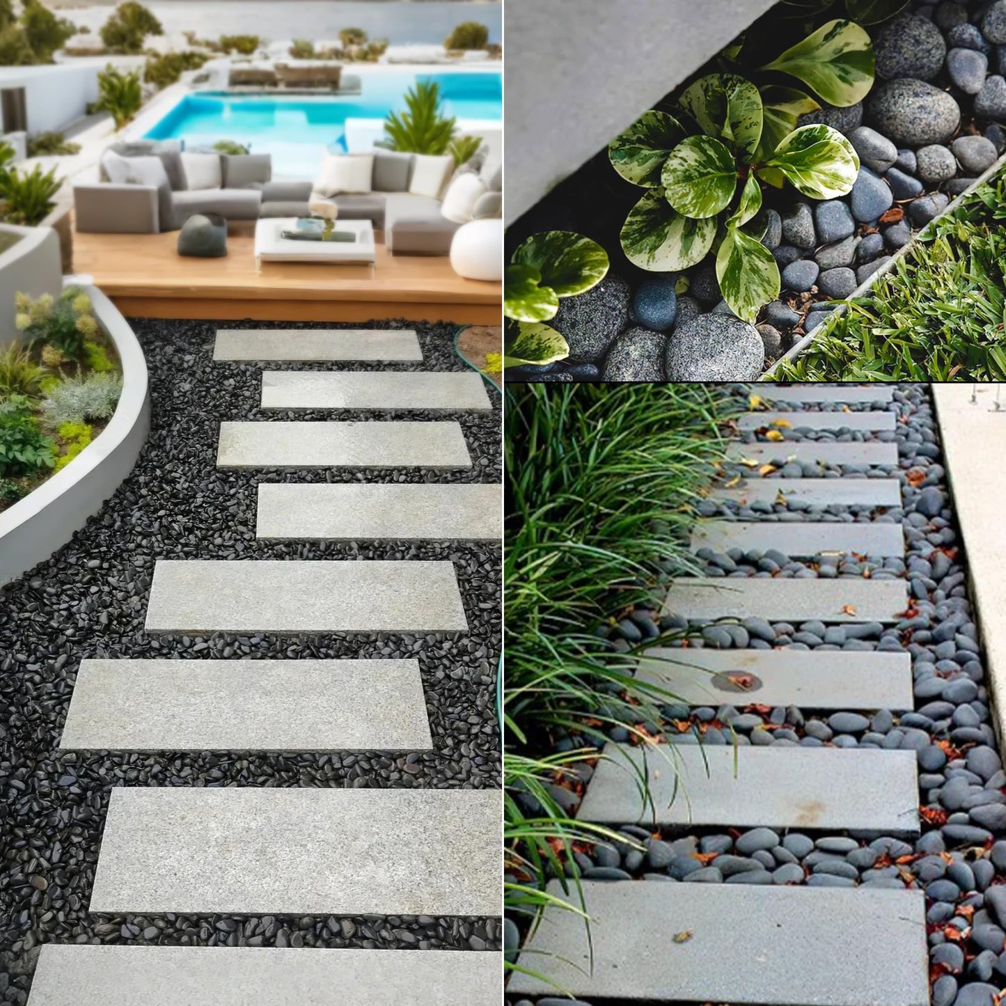 Quibbay 5 lbs Mexican Beach Pebbles, 0.4-1 Inch Natural River Rocks for Indoor Plants Vase Fish Tank Aquarium Fountain, Decorative Stone for Landscaping Garden Paving Walkways Backyard, Grey