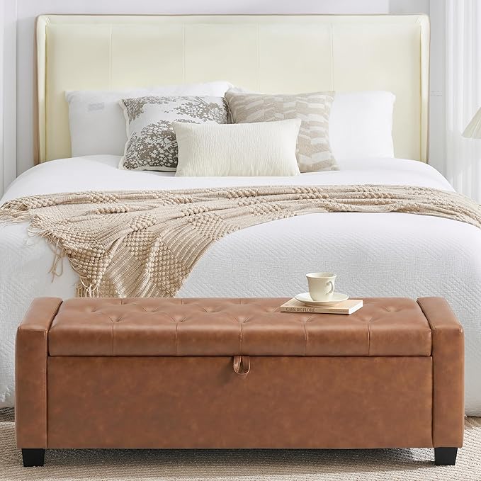Huatean Home 48" Ottoman with Storage, Storage Ottoman Bench with Safety Hinge