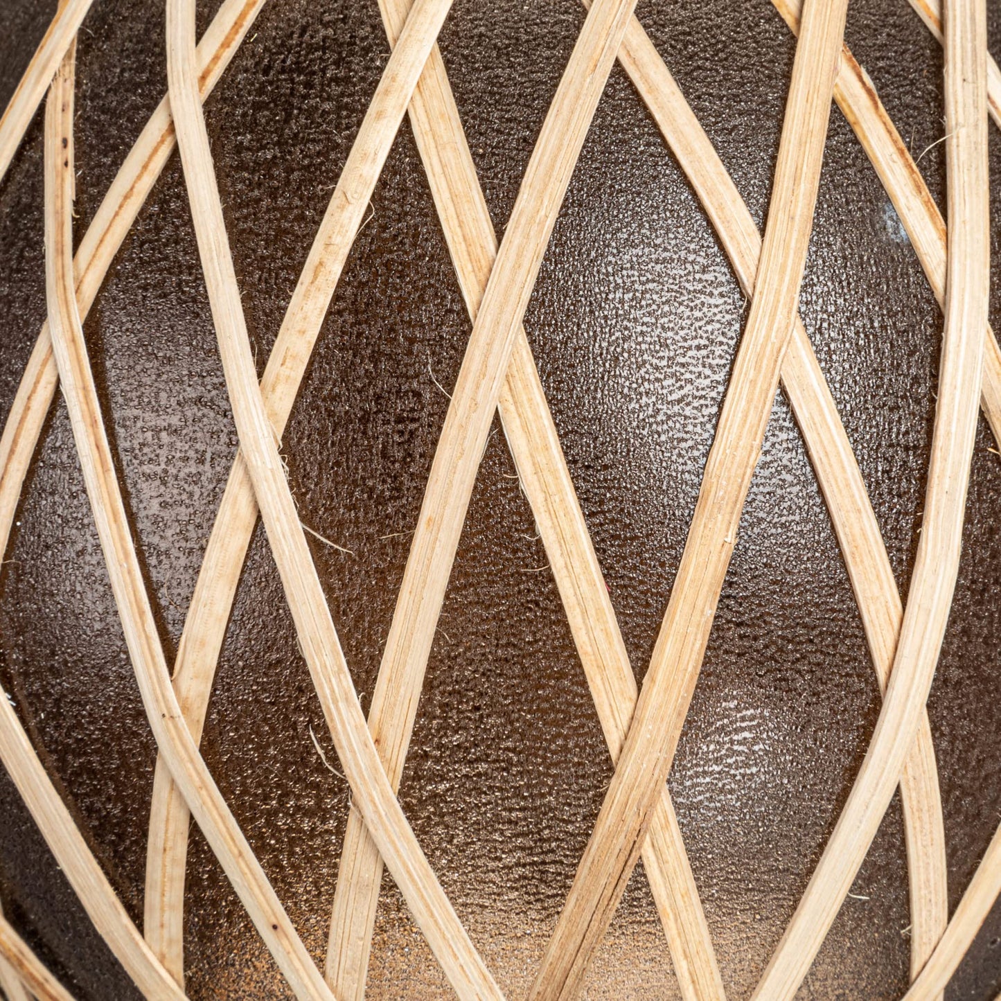 Creative Co-Op Glass Votive Holder with Woven Rattan Sleeve, Brown and Natural