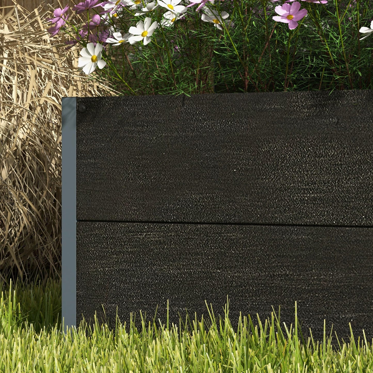 Outsunny Raised Garden Bed with Trellis for Climbing Plants, Planter Box with Self Draining Gap, Freestanding Trellis Planter for Outdoor, Patio, Deck, 28.25" x 15" x 59", Black