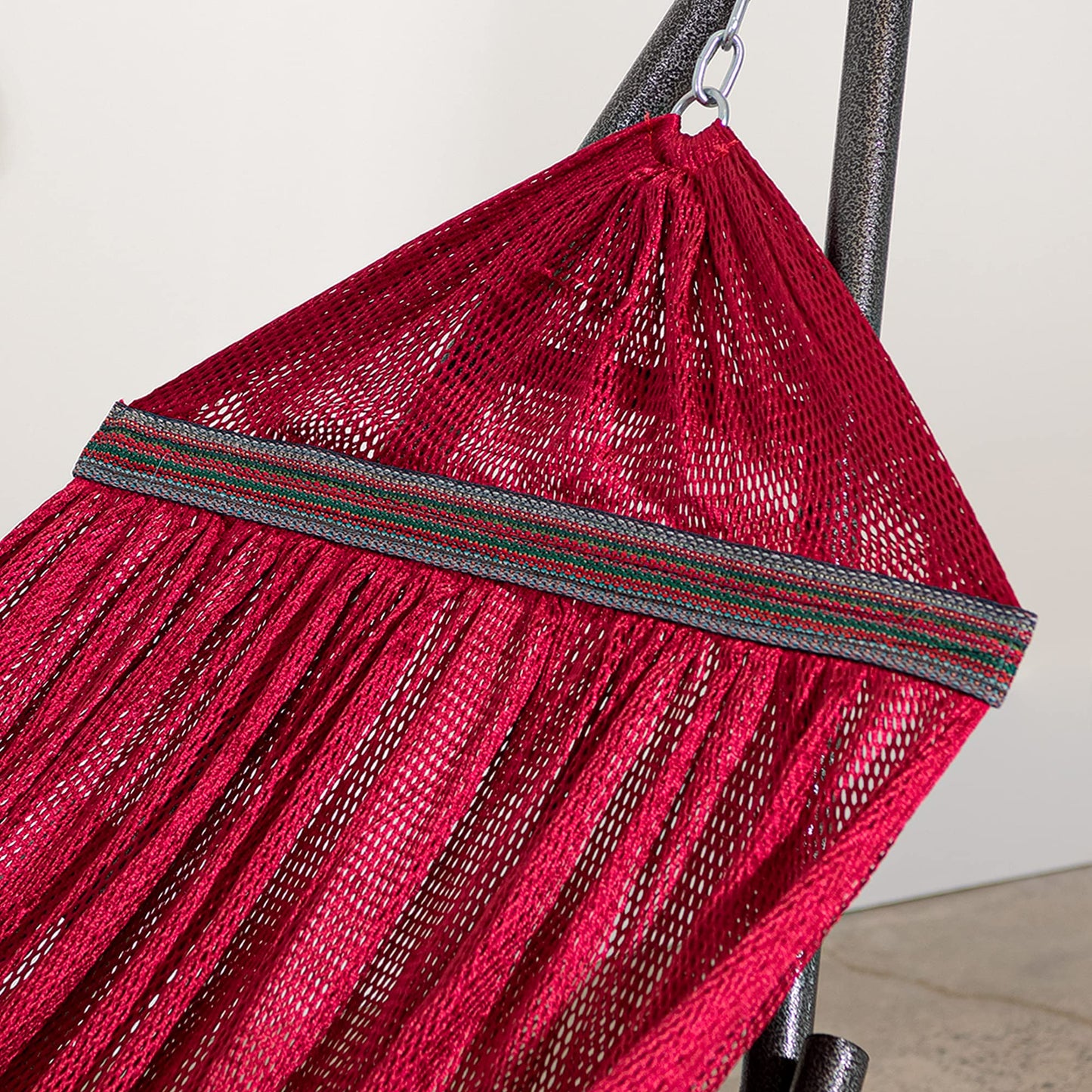 Best Home Fashion Portable Hammock with Collapsible Steel Stand, 600 lbs Capacity, No Tools Assembly, Carrying Bag Included, Perfect for Indoor Outdoor Backyard Patio Camping Beach, 2 Person, Red