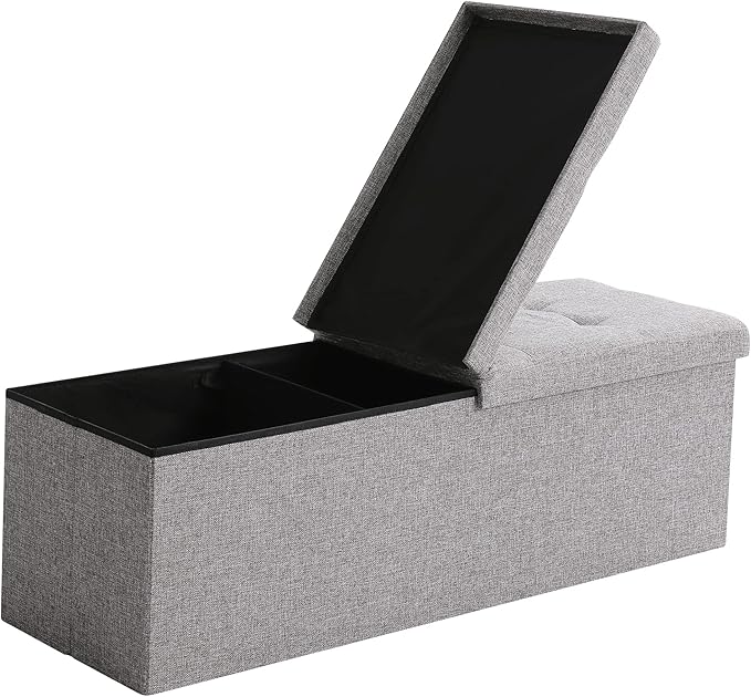 45.3 Inches Foldable Seat Footrest Shoe Bench End of Bed Storage