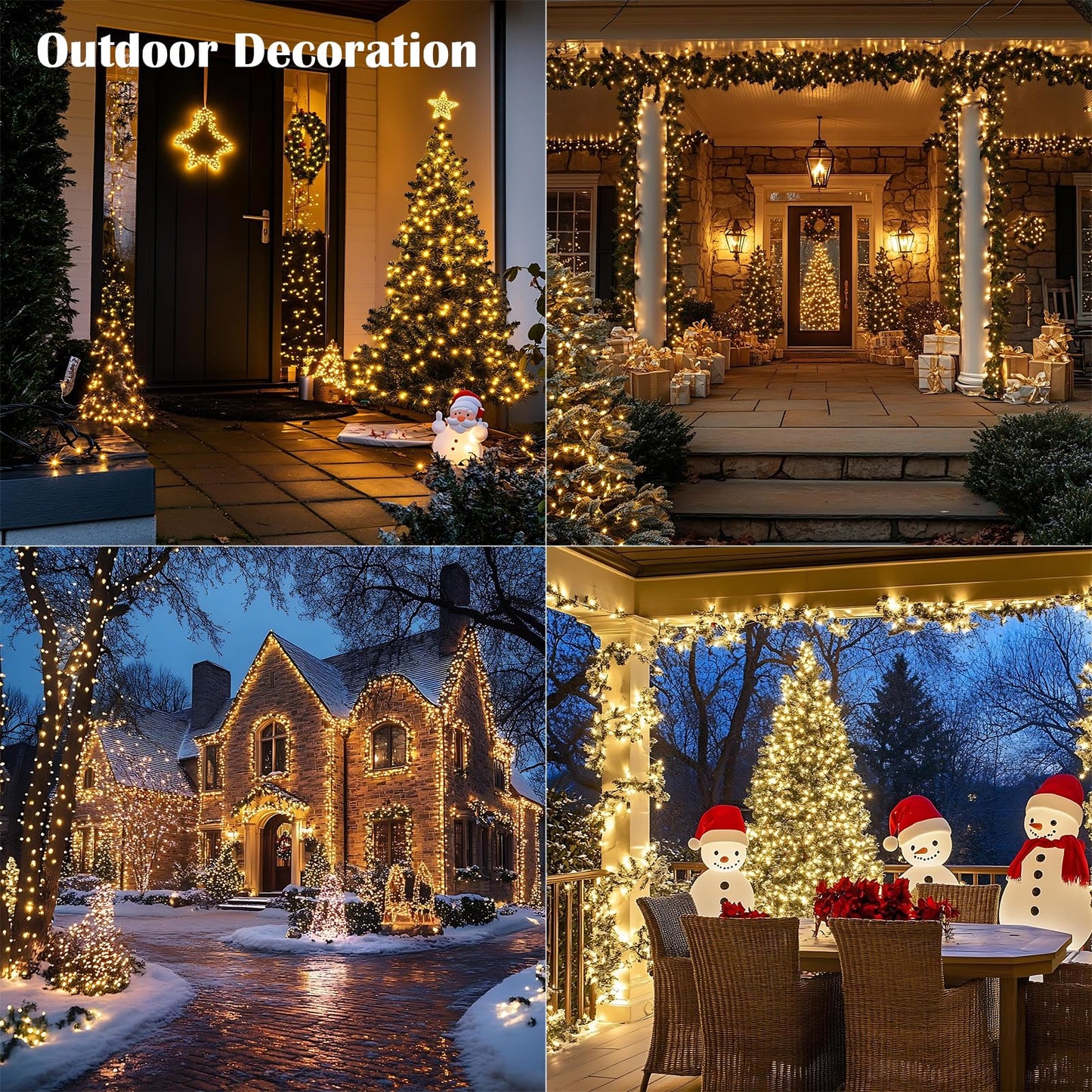 ZELUXDOT Fairy Lights Plug in,4Pack 100FT 300LEDs Waterproof Led String Lights,8Modes Remote Twinkle Light for Outdoor Indoor Christmas Wedding Birthday Garden Party Decorations,Silver Wire,Warm White