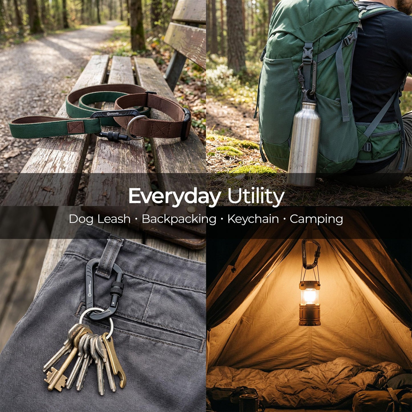 3inch Locking Carabiner Clips Heavy Duty, 2-Pack: 1Auto-Lock& 1Screw Lock, 12Kn /2697lbs Lightweight for Outdoor Camping, Hiking, Hammocks, Pet Safety, and Valuables Protection