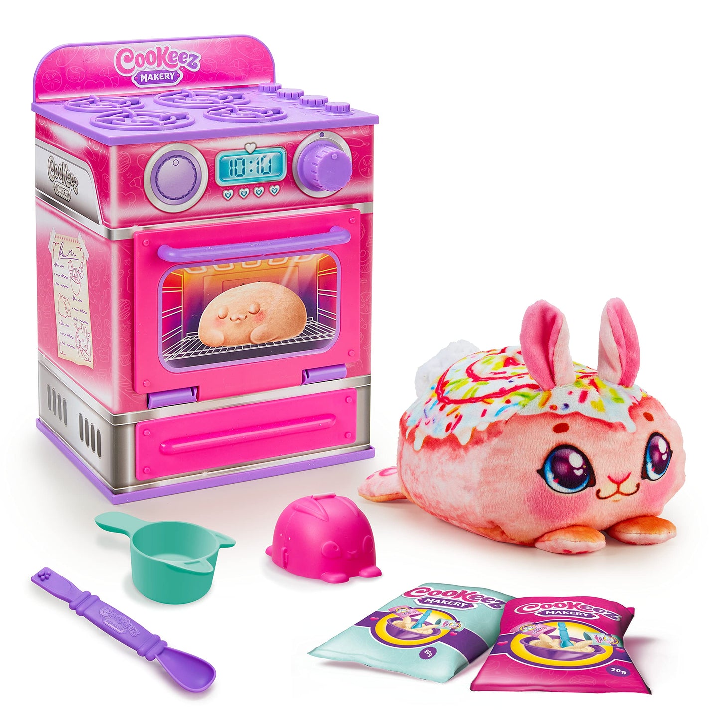 Cookeez Makery Cinnamon Treatz Oven – Interactive Bake & Reveal Oven Playset with Mystery Scented Plush (Cinnamon Pooch, Fondant Feline, or Strawberry Swirl), Mixing Tools, Dough, & Accessories, 5+