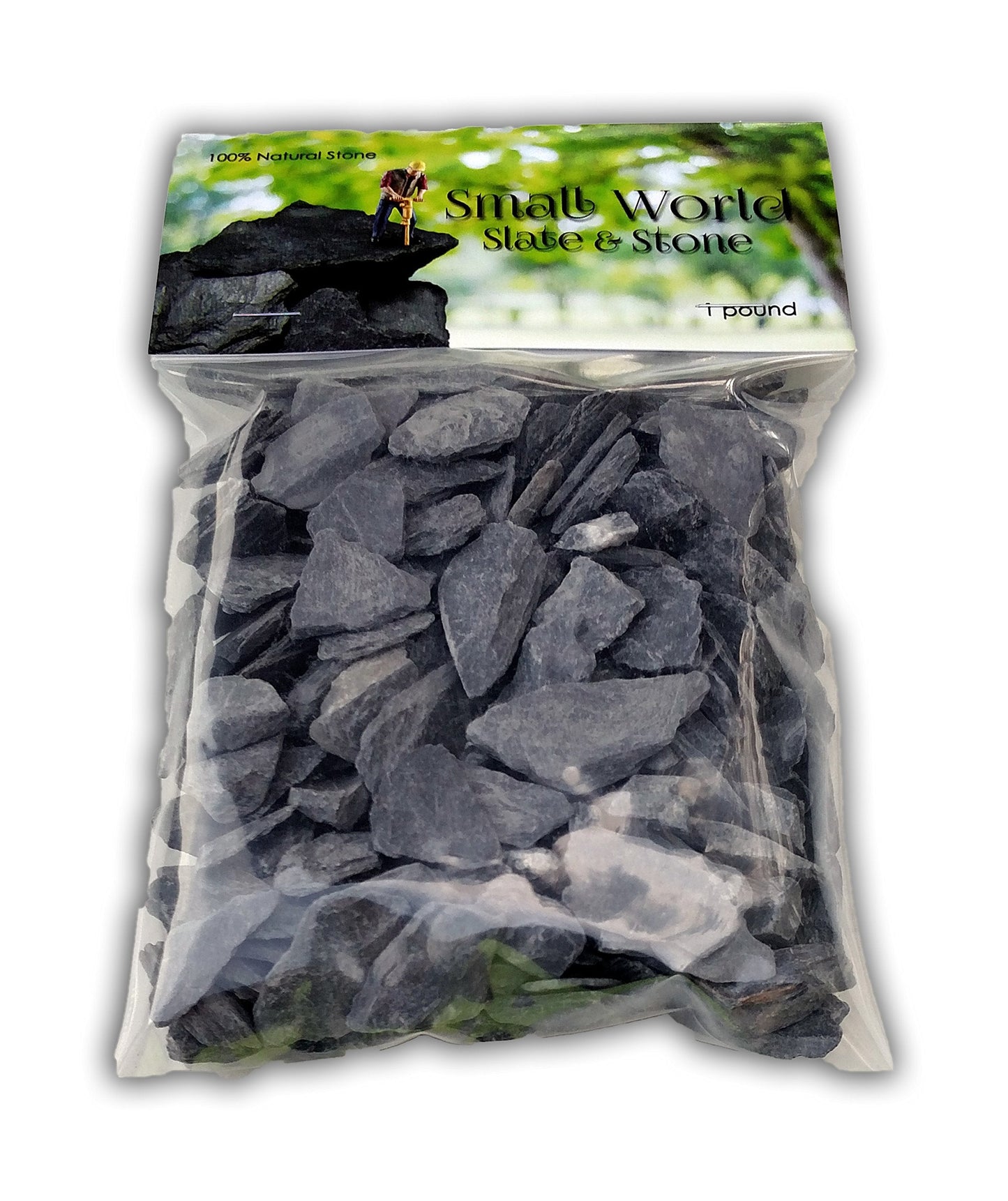 Natural Slate Stone -1/2 to 1 inch. Perfect Size for Miniature or Fairy Gardens, Aquariums, Reptiles, Terrariums, Model Railroads, Dioramas & Wargaming (1lb Grey)