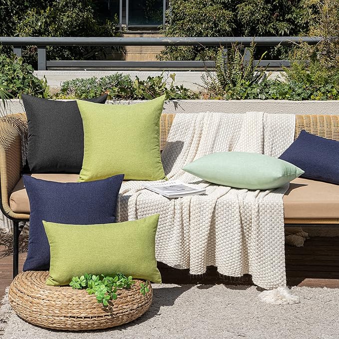 MIULEE Pack of 2 Decorative Outdoor Solid Waterproof Throw Pillow Covers Faux