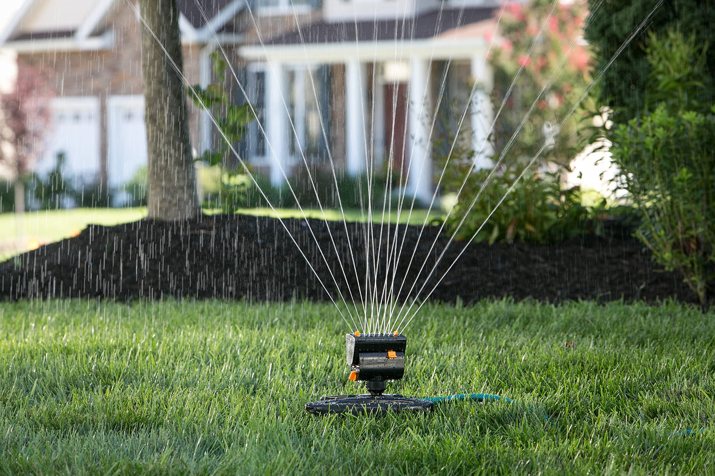 Melnor 65131AMZ MiniMax Turbo Oscillator Sprinkler, 4000 sq. ft., 4-Way Adjustable, Quick Connect Bundle, Black, Yellow