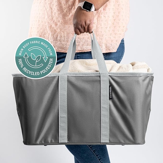 CleverMade Collapsible Laundry Tote 2-Pack – Foldable Carry-All Storage Bin