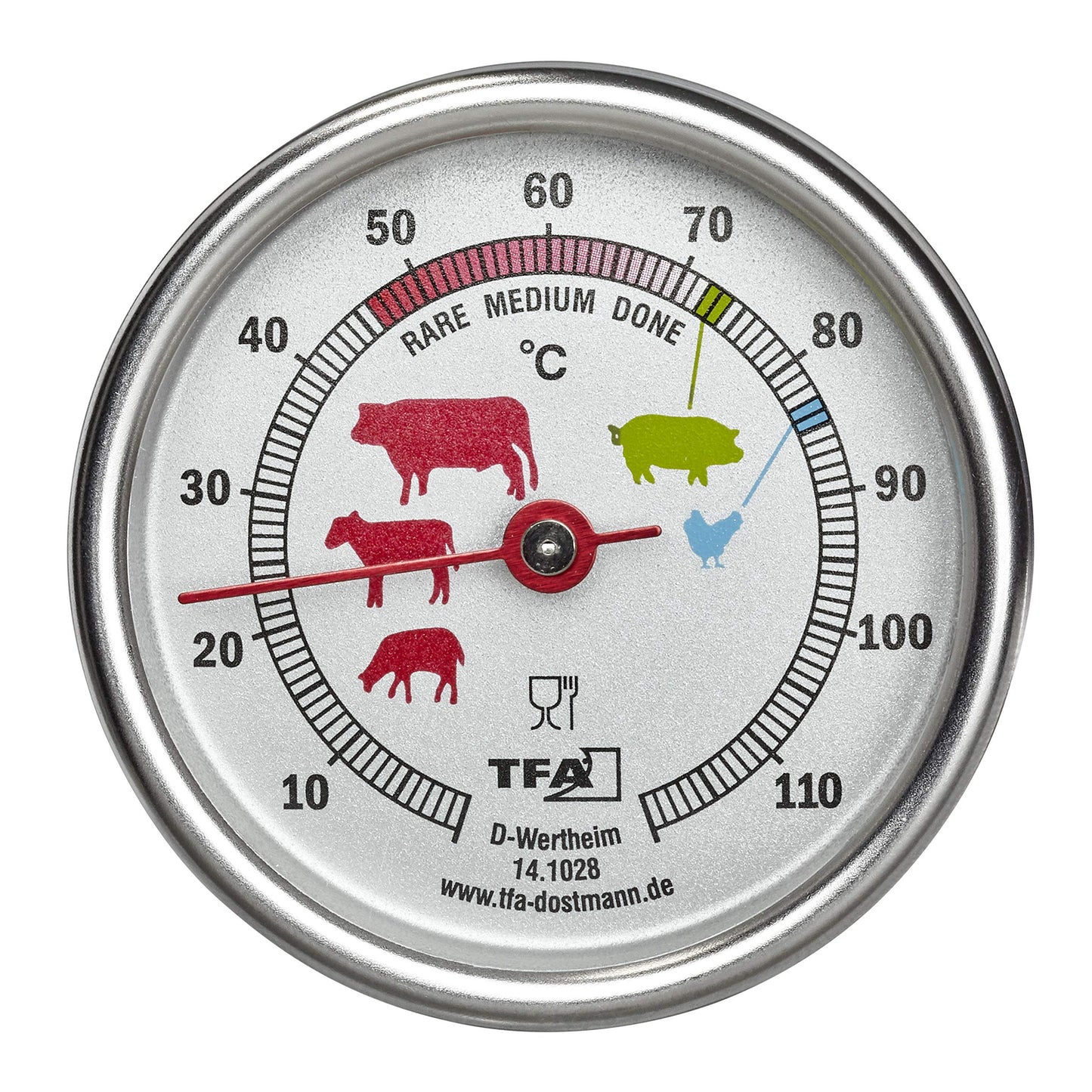 TFA Dostmann Analoge Roast Thermometer, 14.1028, Made of Stainless Steel, Meat Thermometer, for Grill or Oven