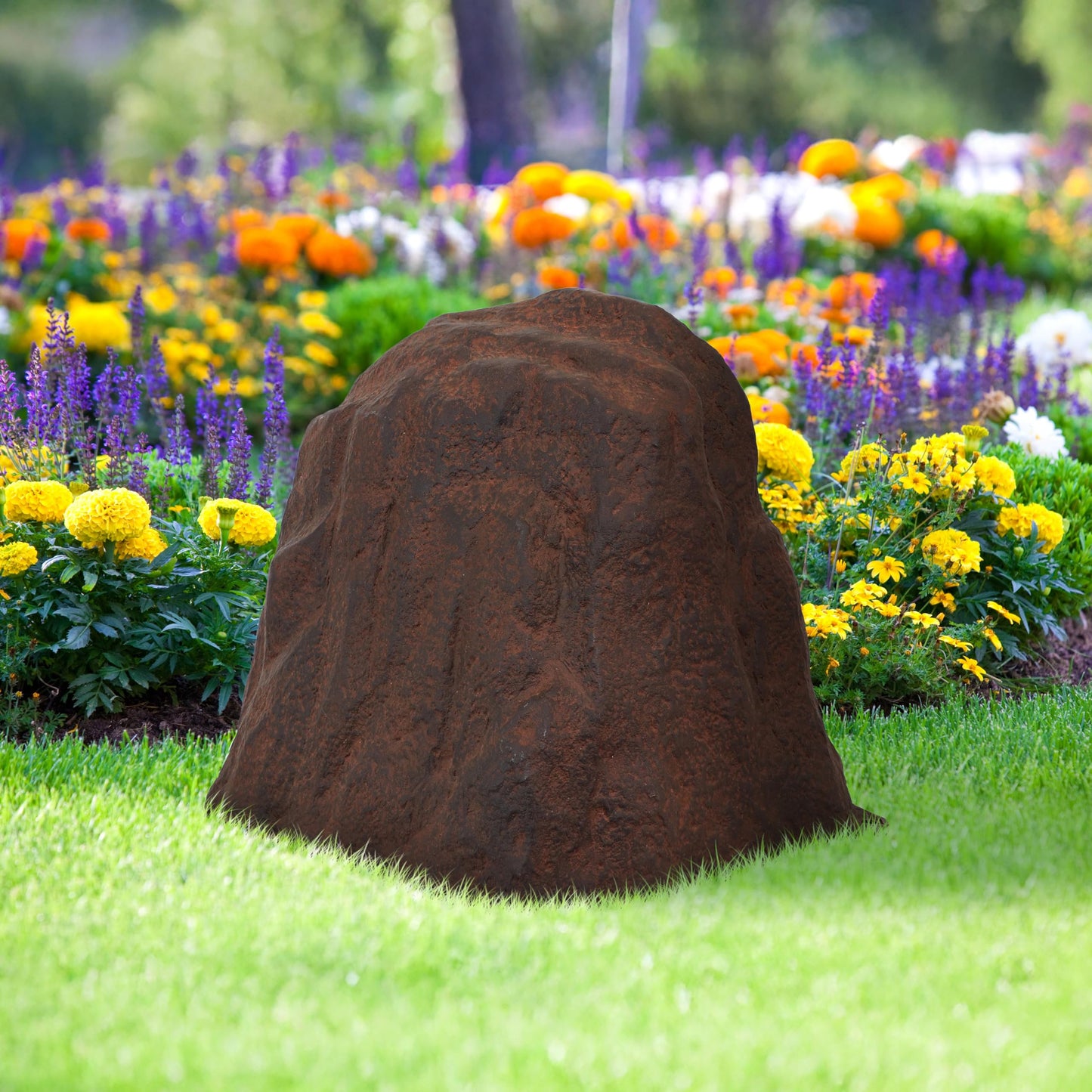 Sunnydaze 21.5” H Large Faux Landscape Rock Cover - Lightweight Polyresin Fake Rock Well Pump Cover for Outside – Realistic Natural Texture – Brown