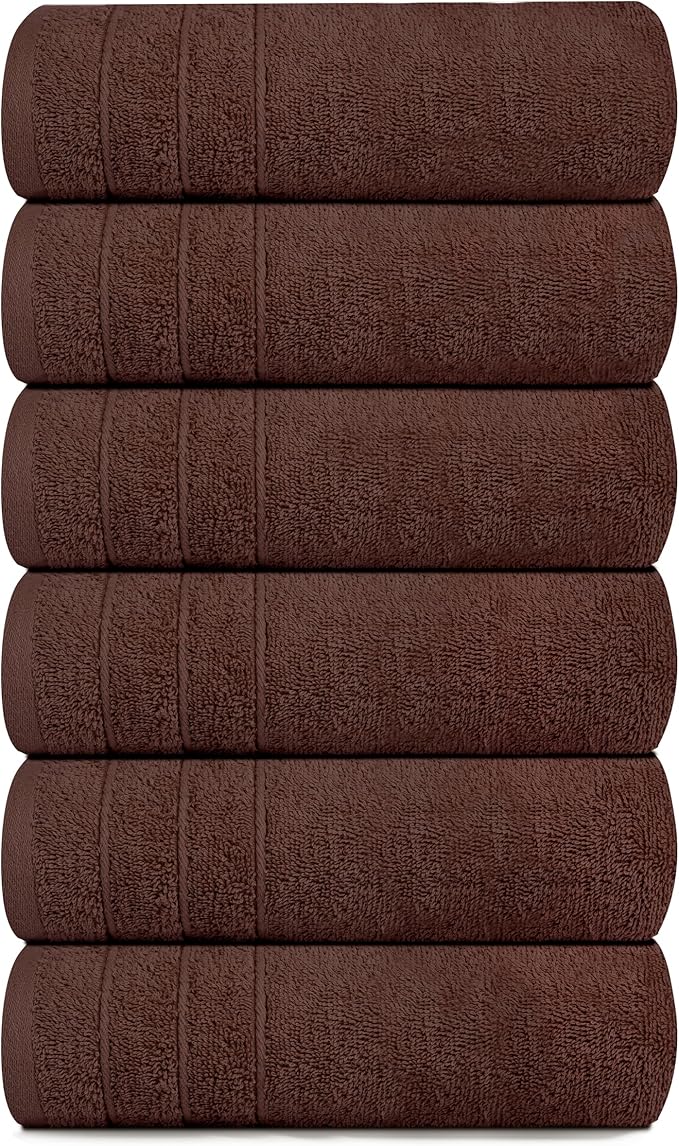 Tens Towels Pack of 6 Hand Towels, 100% Cotton, Lighter Weight, Quick to Dry