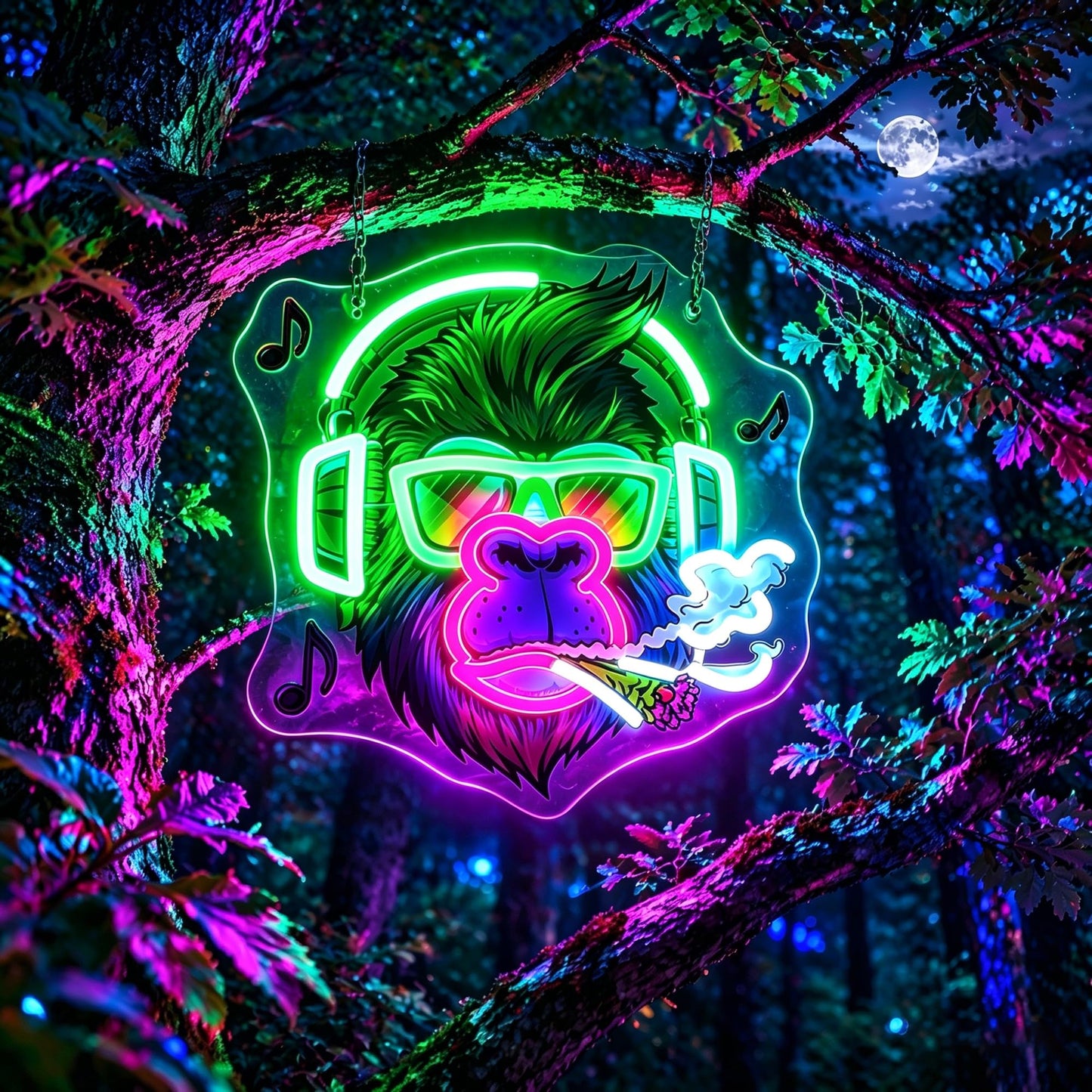 Gdbkabf Neon Sign, Gorilla Neon Signs for Wall Decor - Gorilla with Headphones LED Light for Game Room/Man Cave/Bar/Club - USB Powered Light Up Sign Decorations