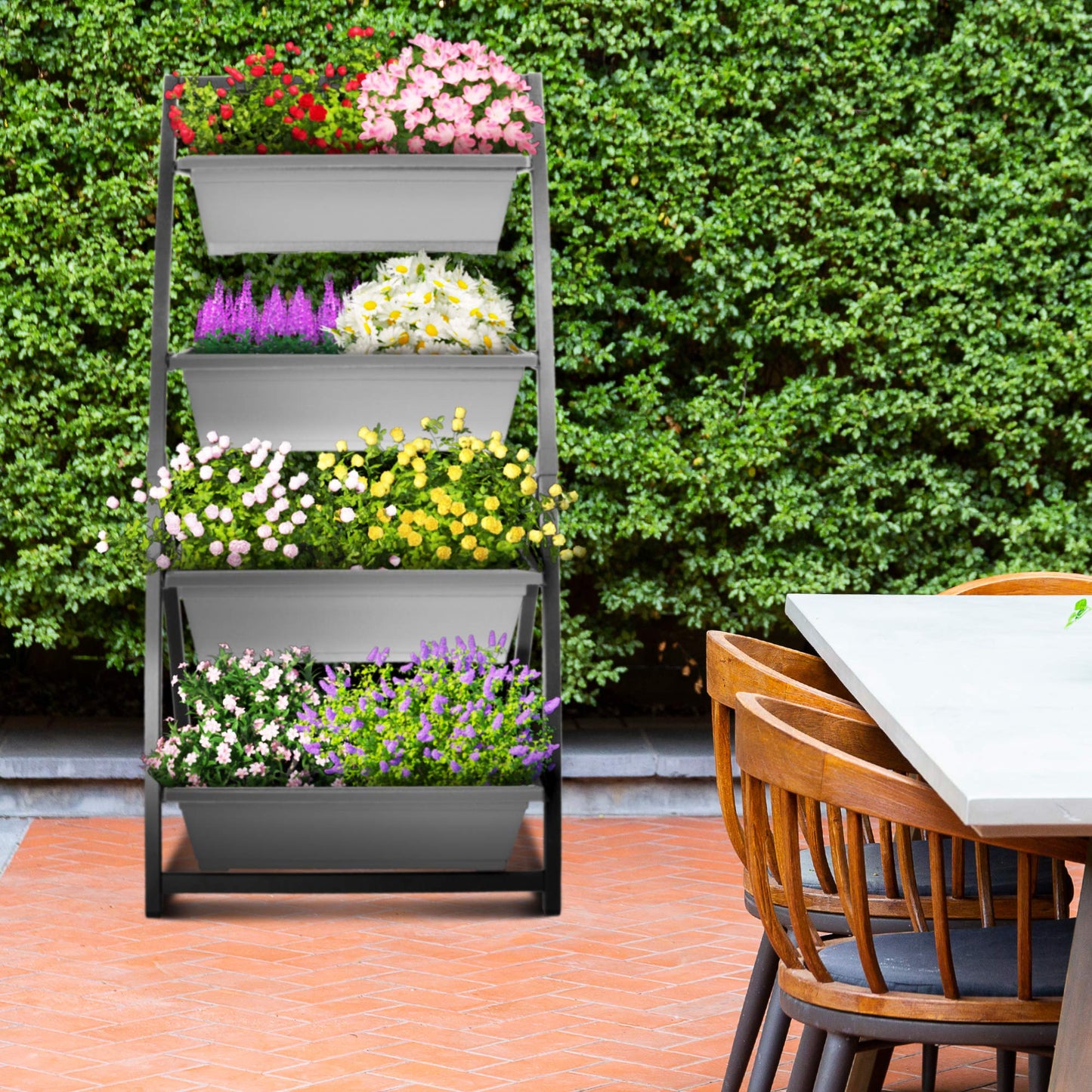 Outland Living 4-Ft Raised Garden Bed - Vertical Garden Freestanding Elevated Planters 4 Container Boxes - Good for Patio Balcony Indoor Outdoor - Perfect to Grow Vegetables Herbs Flowers