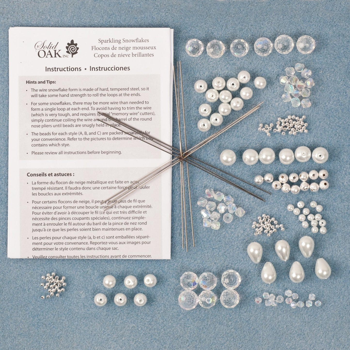 Solid Oak SNOWFL Sparkling Snowflakes Ornament Kit, Crystal/Pearl