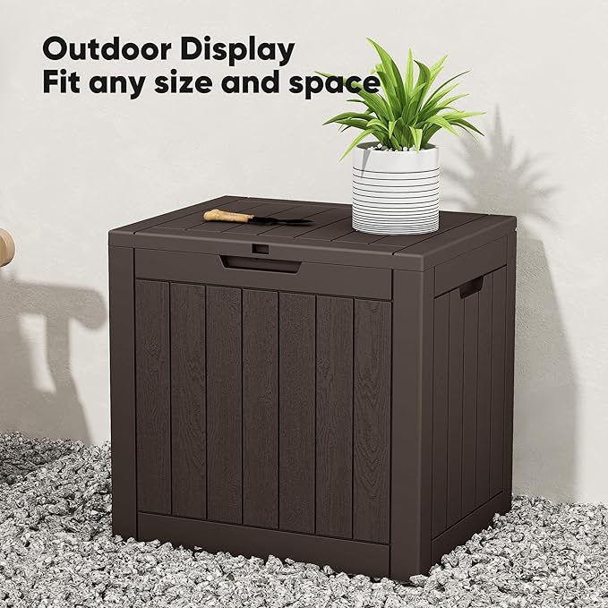 NEWBULIG 31 Gallon Deck Box, Weatherproof Resin Lockable Outdoor Storage for Secure Package Deliveries and Indoor Storage in Garden or Patio, Backyard