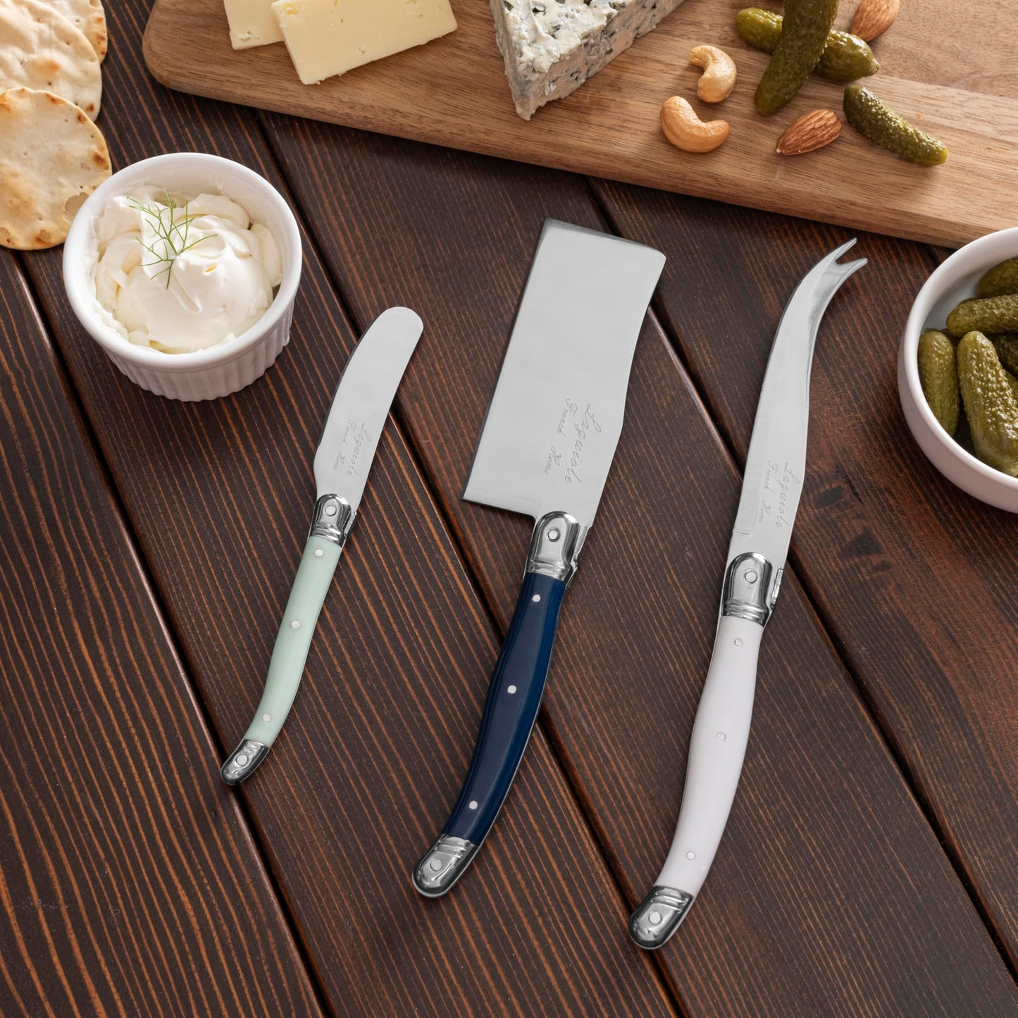 French Home Laguiole Set of 3 Lg Cheese Knives - Sea Salt