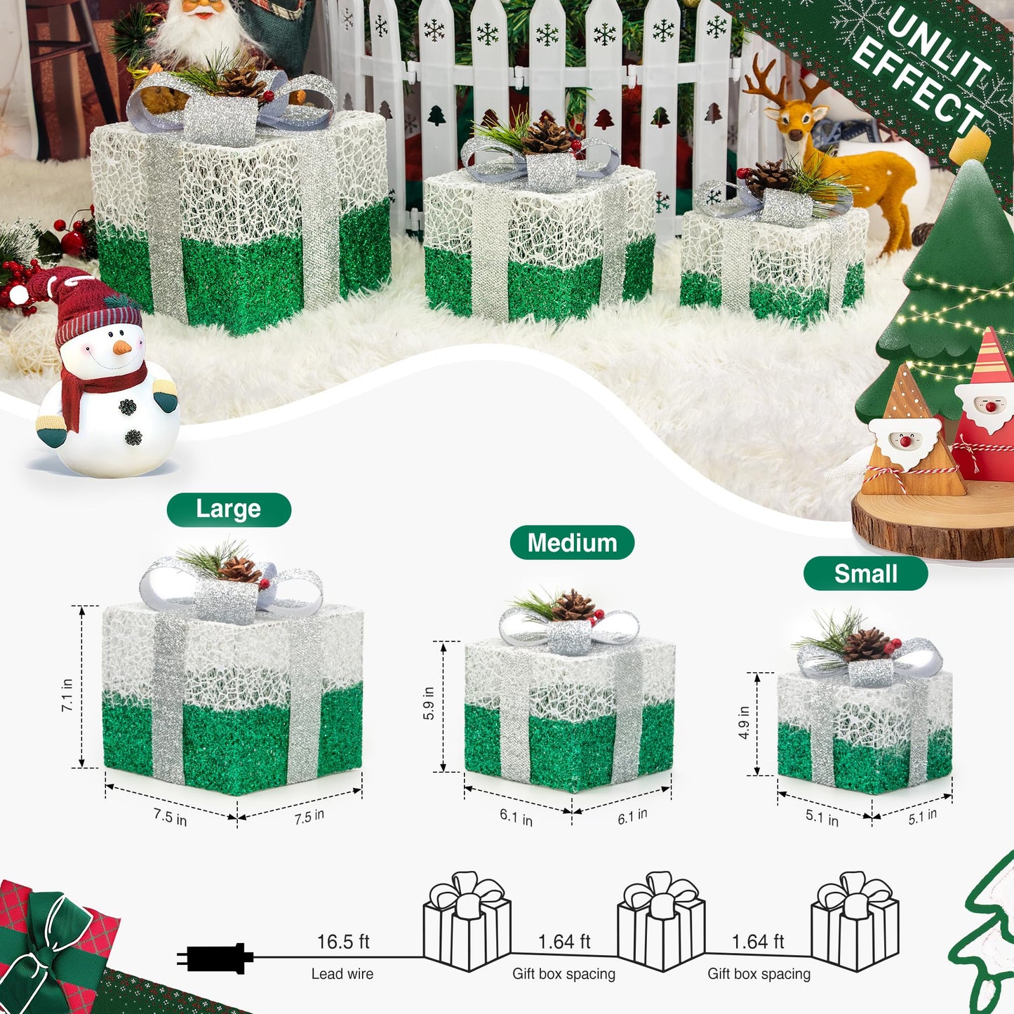MICLIONLED Set of 3 St Patricks Day Decorations Lighted Gift Boxes,Outdoor St Patrick's Day Decor,Plug-in 65 LED Light Up Present Boxes for Outdoor Home Yard Lawn Holiday Wedding Birthday Party Decor