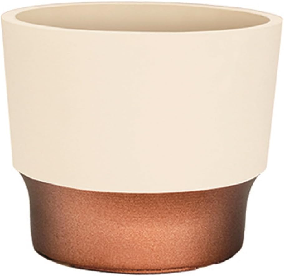 The HC Companies 3" Round Premium Plastic Sprite Pot Succulent Planter with Drainage - Vanilla Bisque with Copper Bottom Color
