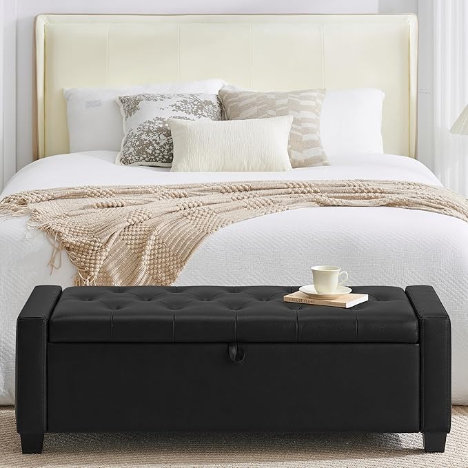 Huatean Home 48" Ottoman with Storage, Storage Ottoman Bench with Safety Hinge