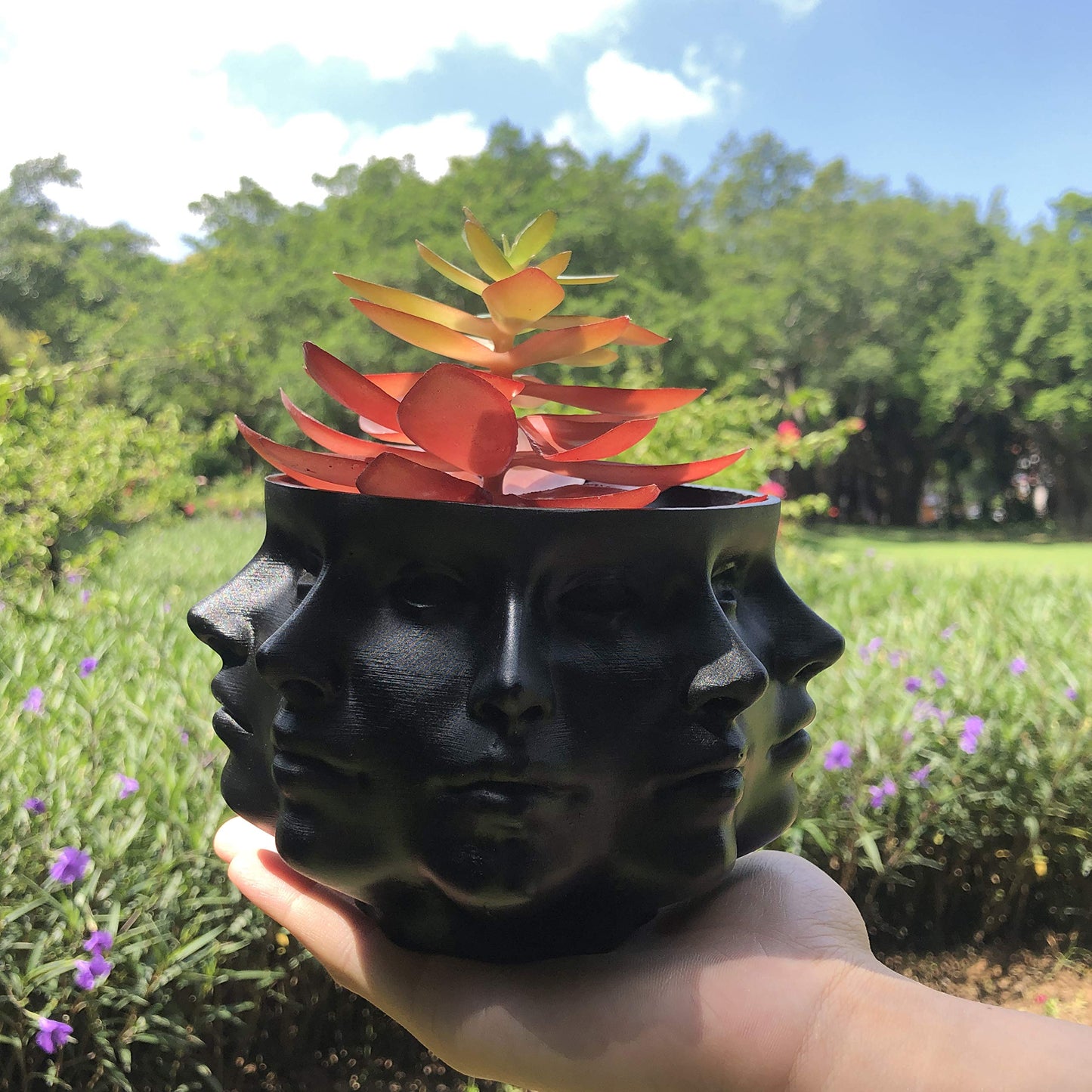 LuckyVin Multi-Face Succulent Planter Vase - Small Face Plant Head Home Decoration - Indoor Cactus Pot