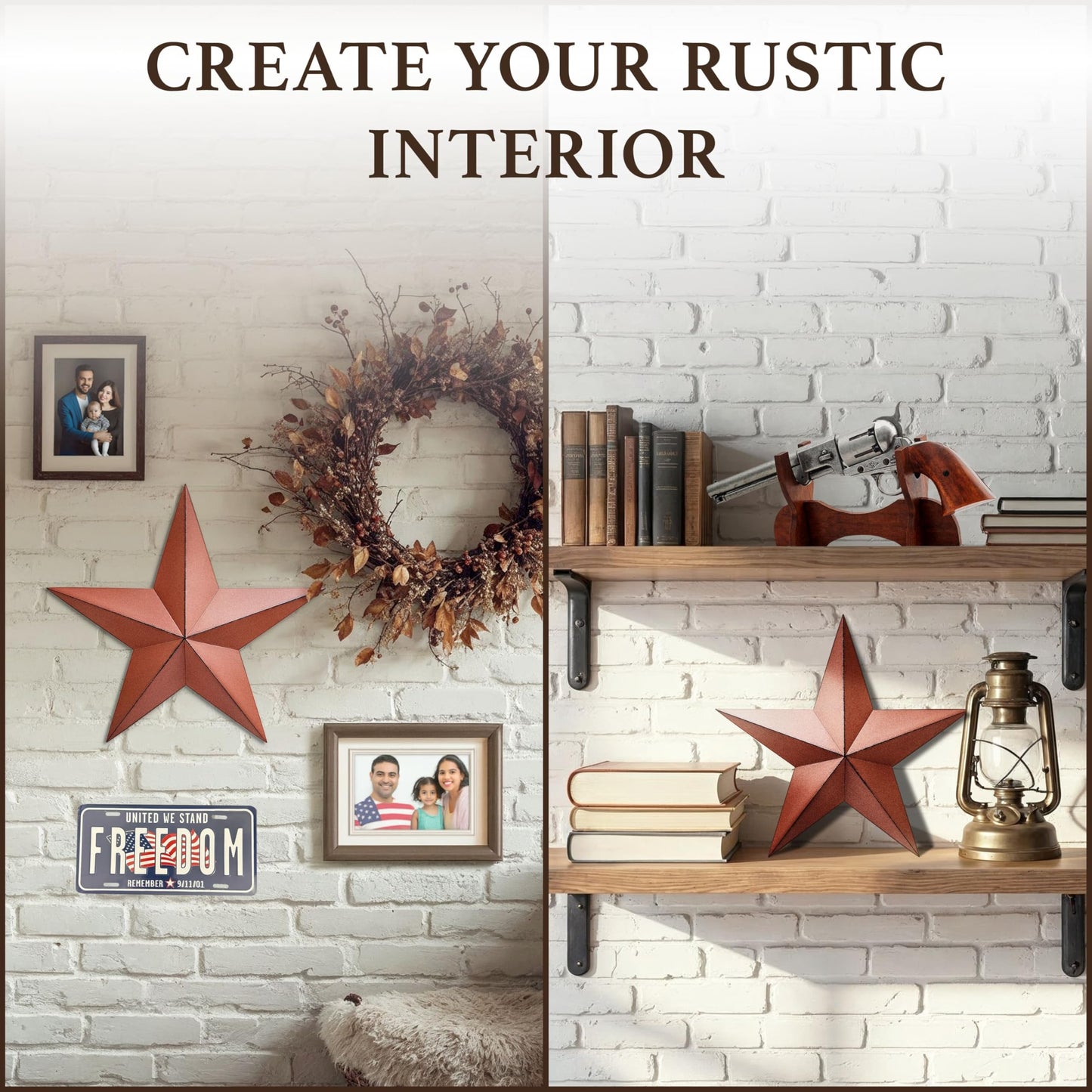 Distressed Country Red Black Burgundy Barn Star Country Primitive Wall Décor