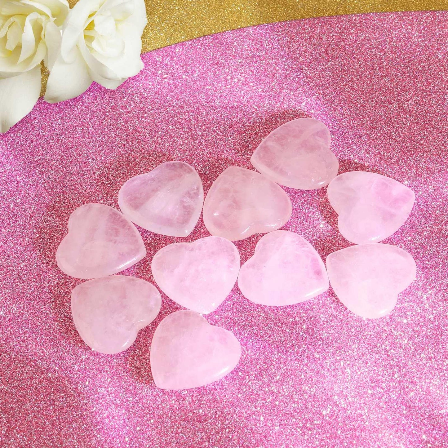 Guiqulai 60 Pcs Rose Quartz Crystals,Heart Natural Polished Crystal,0.8 Inch Mini Healing Stone,Worry Stone Bulk,Love Carved Palm Thumb Gemstone for Reiki Energy Balancing Meditation(Pink)