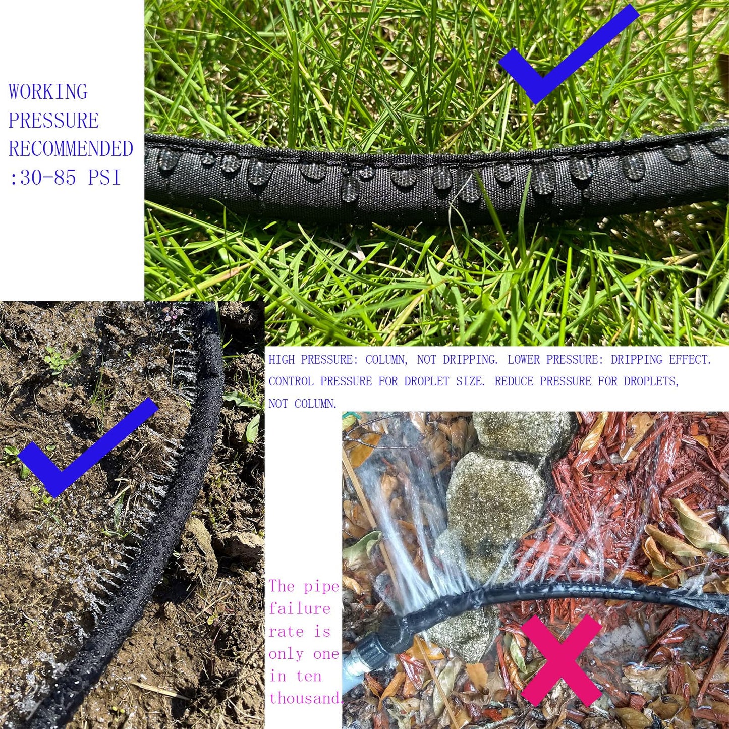 Secbulk 2026 Flat Soaker Hose 100 ft with Stakes for Garden, 50ft x 2 Linkable Drip Hose Diy Garden Irrigation System Saving 80% Water, Dual-layer Leak-free Design Water Hose with Holes