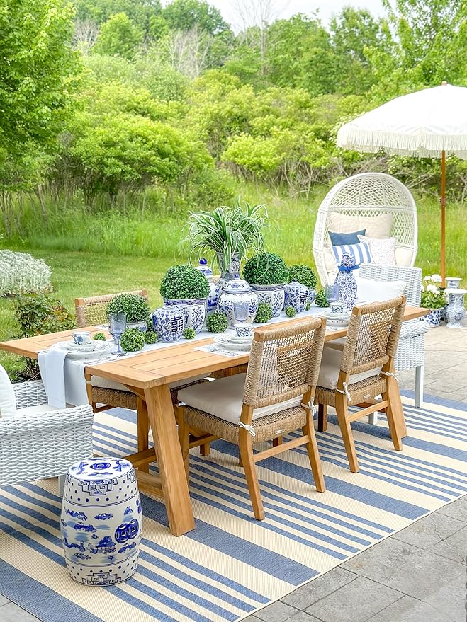 Safavieh Castle Gardens Collection Glazed Ceramic Blue Gateless Mist Chinoiserie Garden Stool