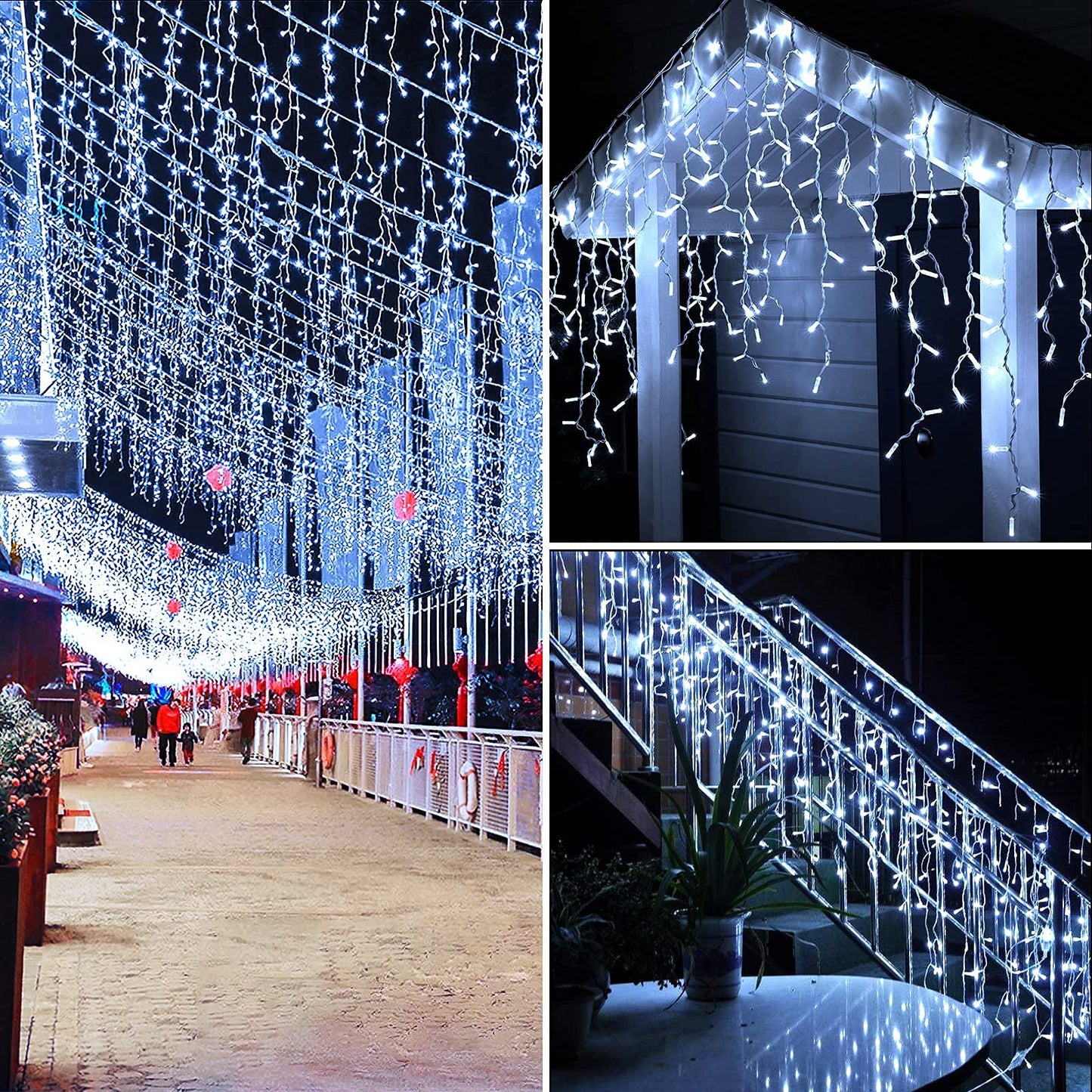 AGIRL 400 LED Icicle Lights Outdoor 32.8Ft 75 Drops Icicle Christmas Halloween Lights 8 Modes Waterproof Fairy String Lights for Indoor Bedroom Garden Wedding Porch Decoration