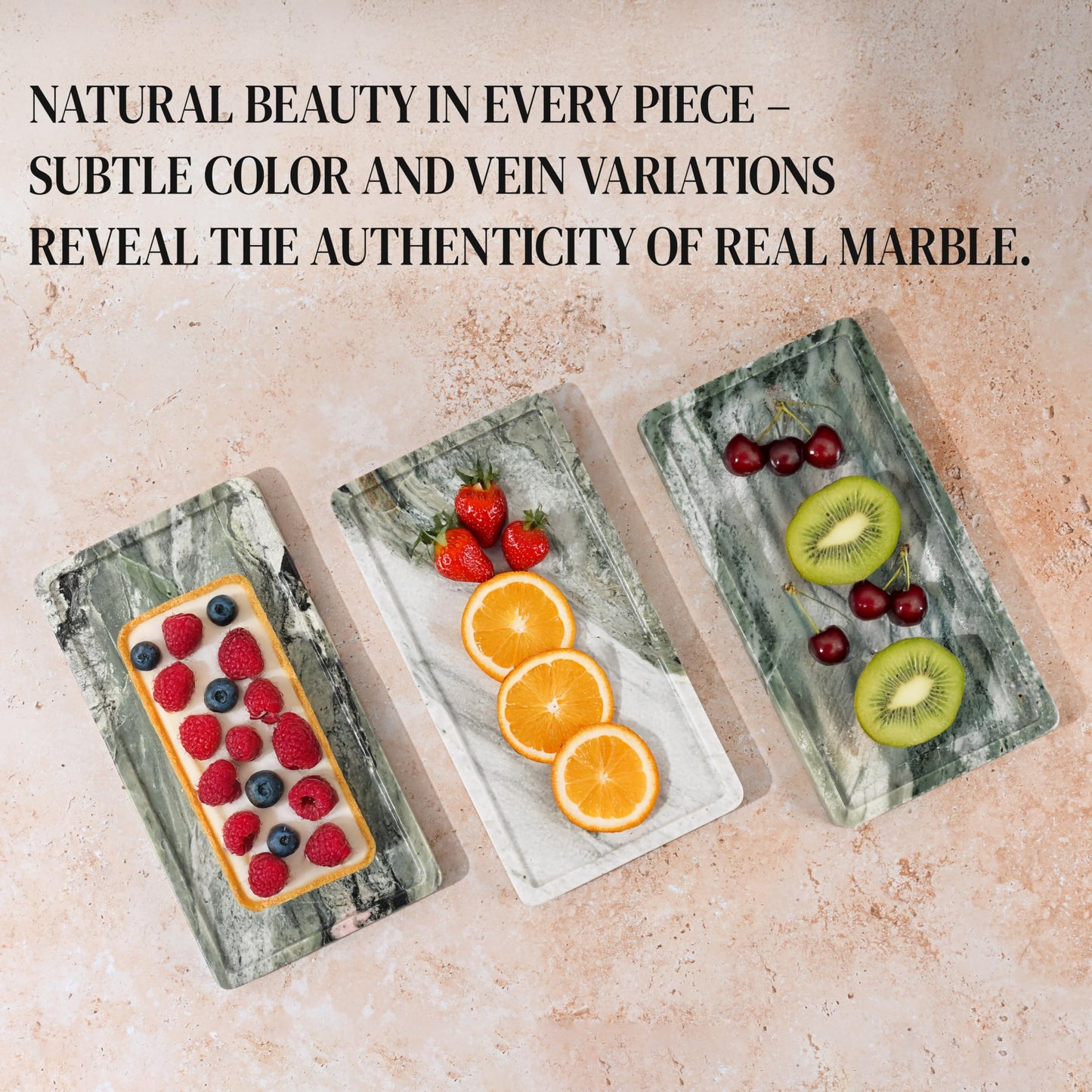 Green Marble Tray – 12" x 6.5" Decorative Vanity Tray for Bathroom, Countertop, Jewelry, Candles, Kitchen | Natural Stone Organizer for Makeup, Perfume, Skincare & Home Décor
