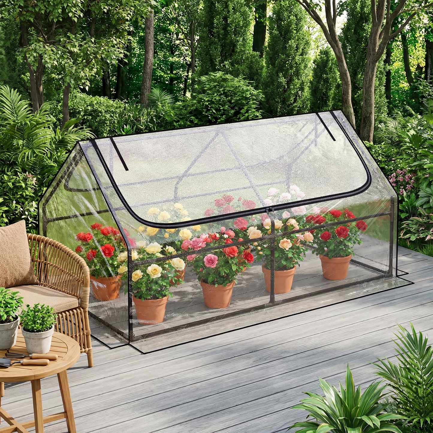 Superlele Mini Greenhouse for Outdoor, 6x3x3FT Portable Walk-in Greenhouse with 2 Large Zipper Doors, Transparent PVC Cover for Plant Protection, Ideal for Raised Garden Bed, Spring Gardening